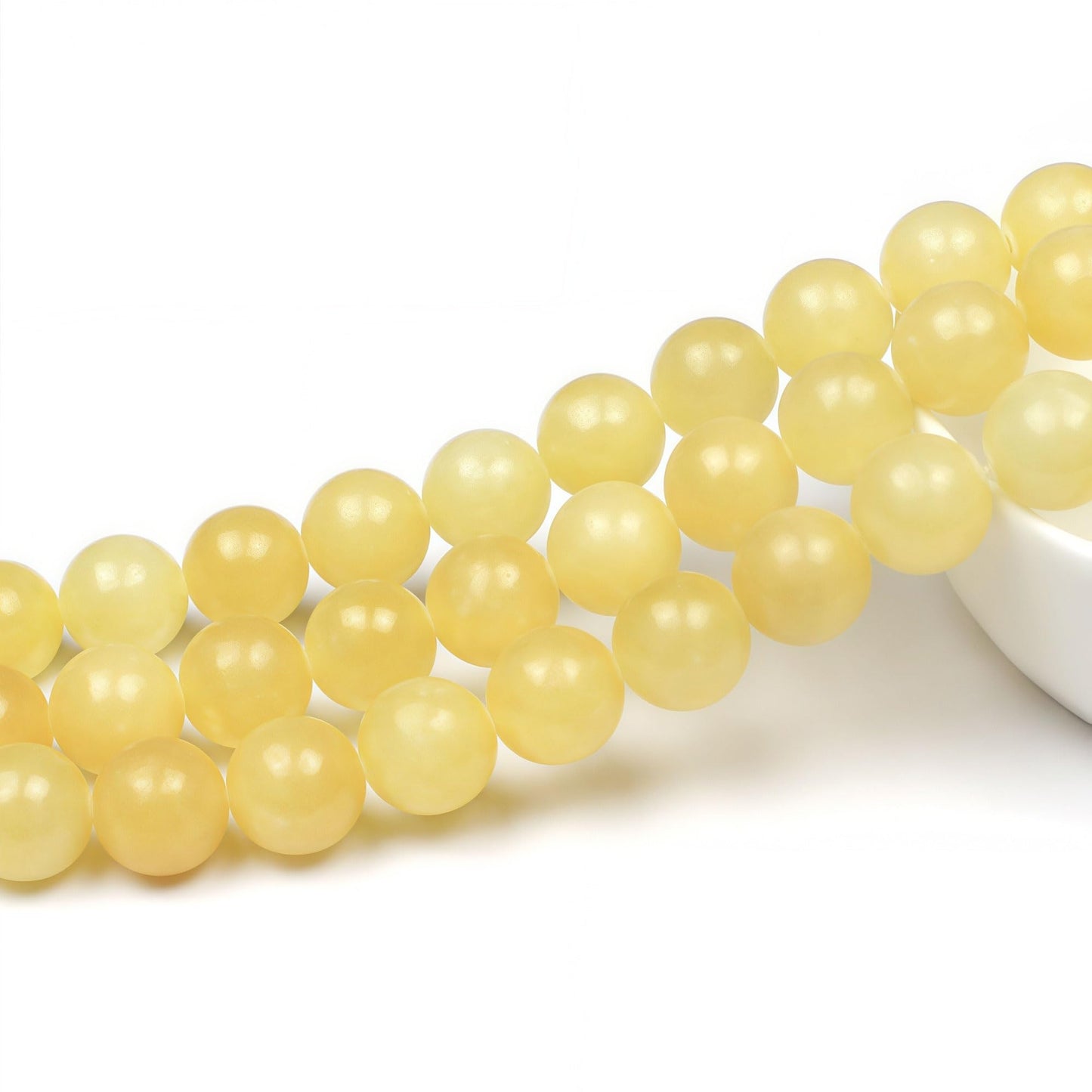 MJDCB Natural Yellow Marble Jade Round Stone Beads for Jewelry Making DIY Bracelet Necklace (10mm)