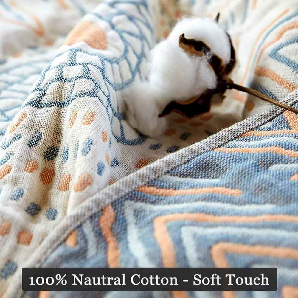 Osunnus Cotton Couch Cover Washable Boho Reversible Throw Sofa Cover Geometric Jacquard Multi-Use Furniture Protector for 2-3 Cushion Sectional L Shaped Sofa Bed Boho Home Decor, 79" x 118"
