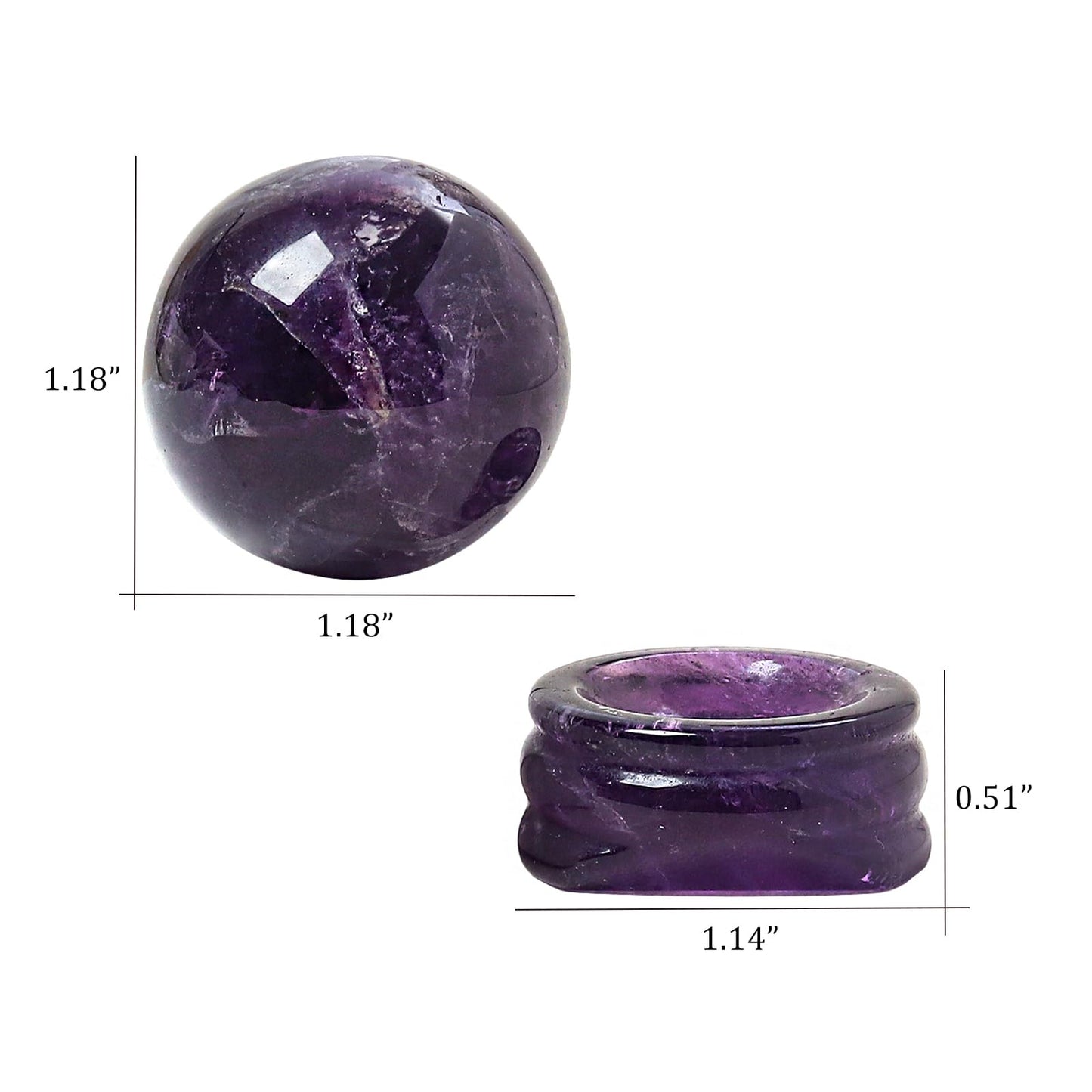 Casaper Natural Amethyst Ball with Stone Stand, Healing Crystal Sphere for Home Fengshui Yoga Meditation, Reiki Energy Balancing 1.18”(30mm)