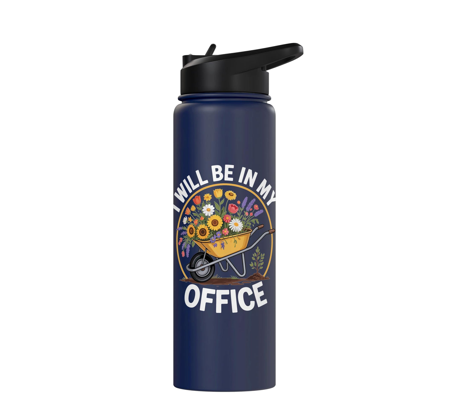 Funny Gardening Office Wheelbarrow Flowers Garden Hobbyist Stainless Steel Insulated Water Bottle