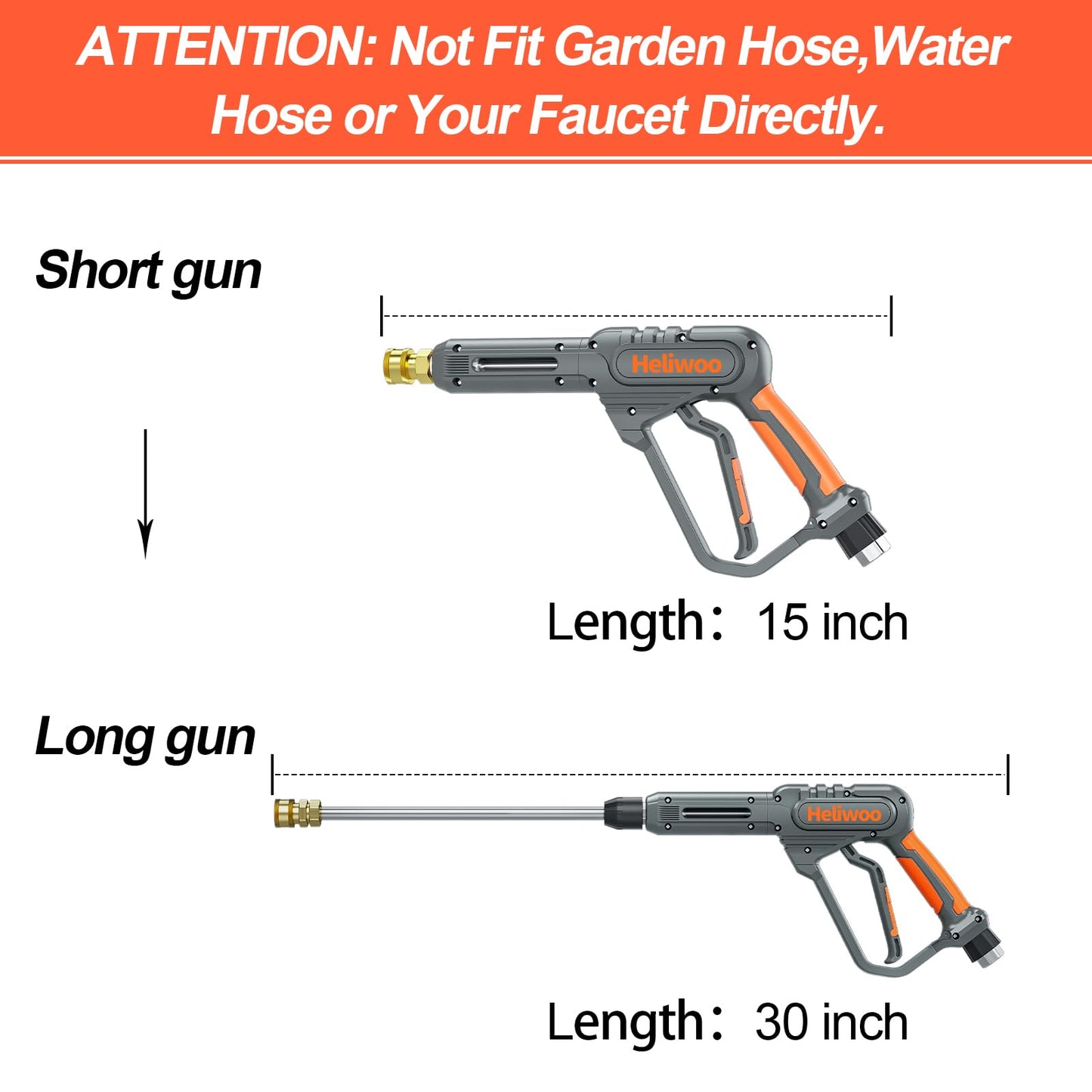 Heliwoo Pressure Washer Gun and Hose 3600 PSI, 50 FT Power Washer Hose, Extension Wand, 3/8" Swivel Quick Connector & M22-14mm Fitting, 30" Extension Wand & 7 Nozzle Tips