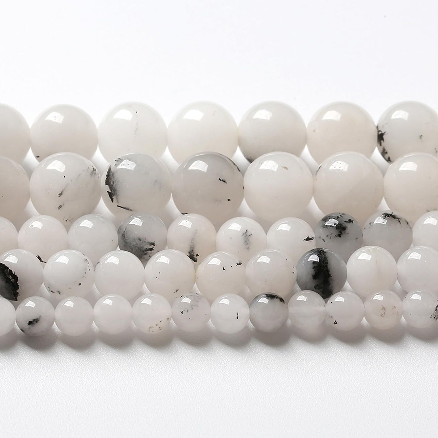 36pcs 10mm Natural Black Rutilated Quartz Crystal Jade Stone Beads for Jewelry Making Energy Healing Power Stone Beads DIY Bracelet Necklace Accessories 15" (10mm, Black Rutilated Quartz Jade)