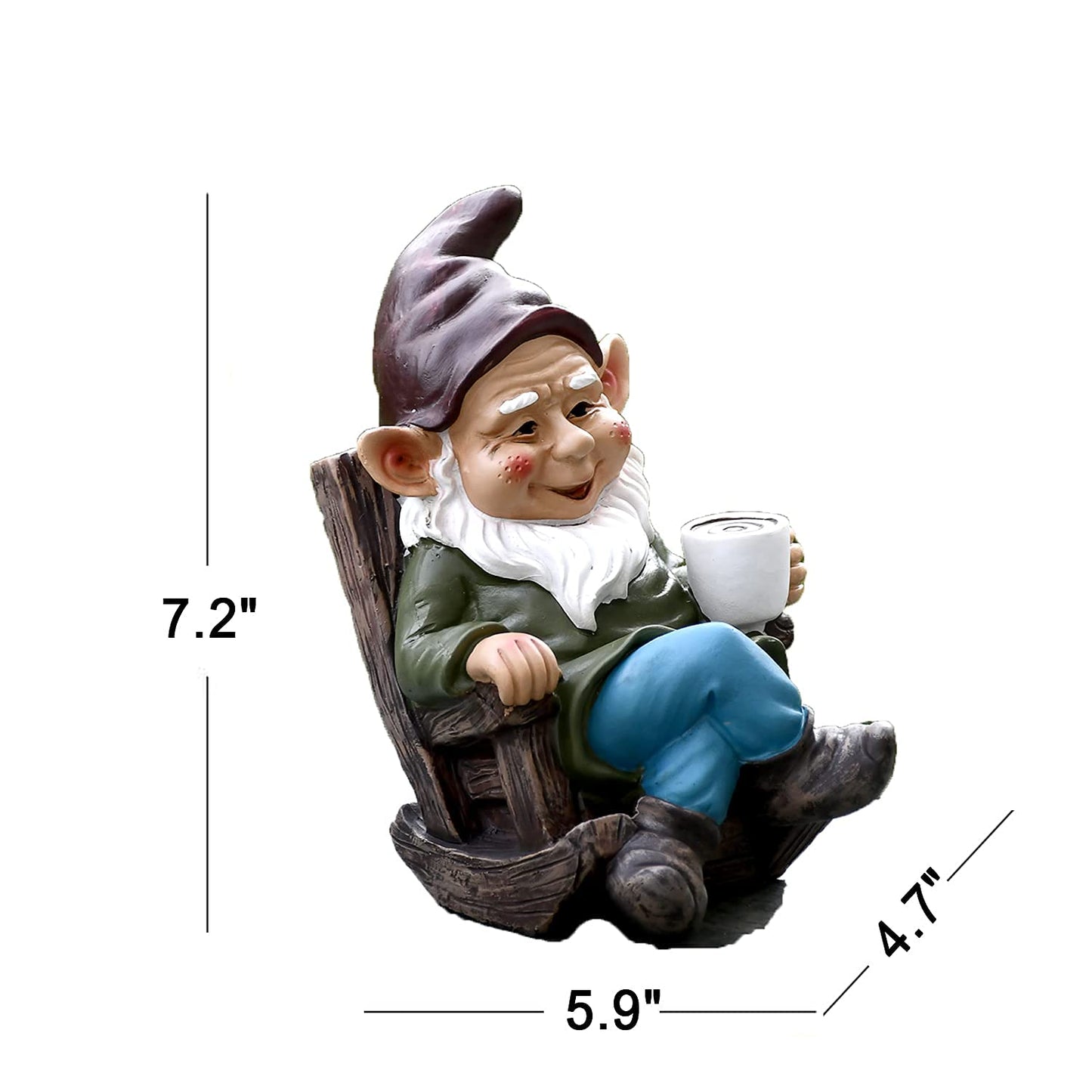 OwMell Gnome Statue for Garden, Drinking Gnome Figurine Ornament for Outdoor Patio Yard Lawn Decor 7" - Coffee