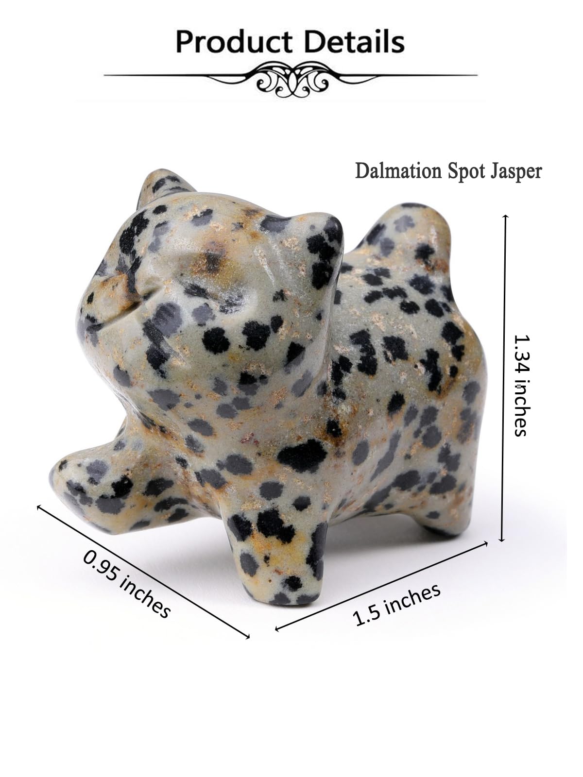 Top Plaza 1 PC Dalmation Spot Jasper Crystal Cute Cat Figurine Gifts Carved Healing Lucky Home Decor Natural Gemstone Cats Collectibles Pocket Sculpture for Cat Lovers