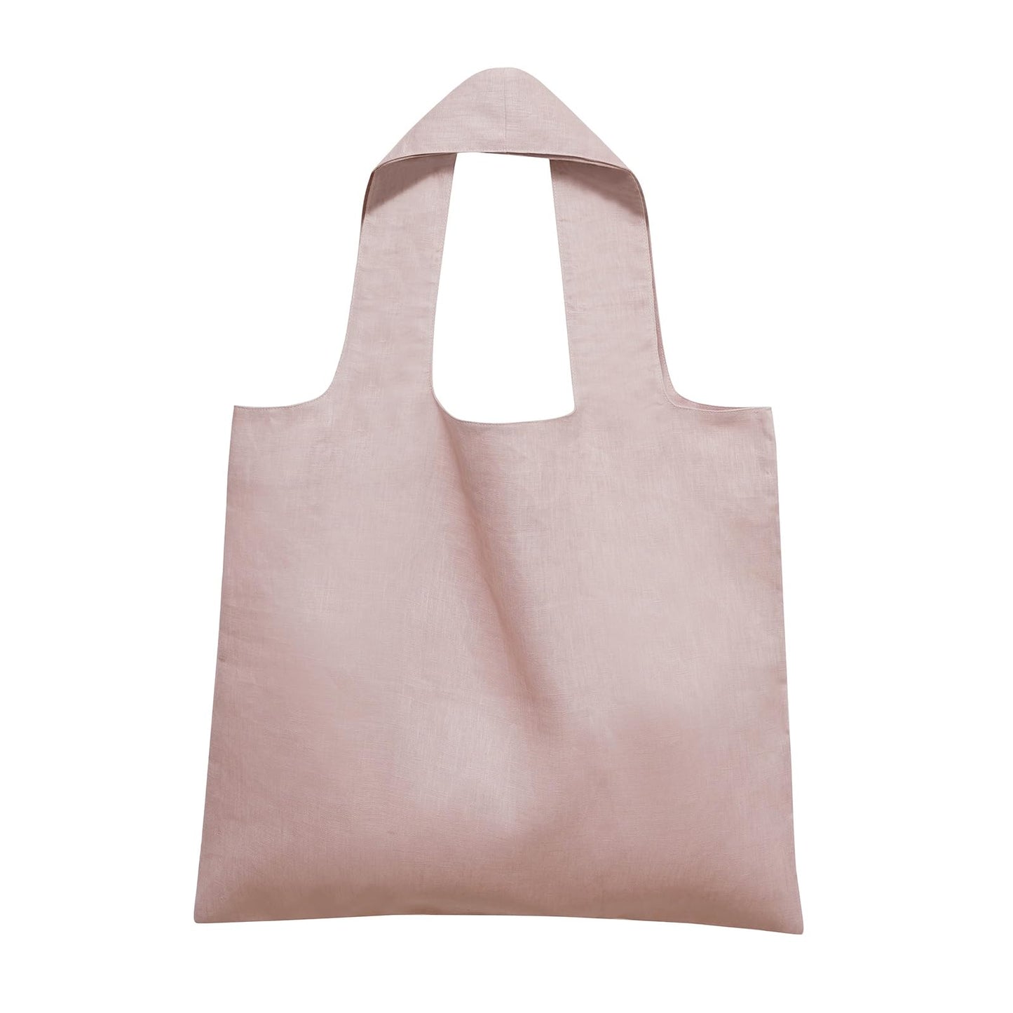 HSOFTIFY 100% Pure Linen Reusable Shopping Bags for Shoulder Grocerie Bags Heavy Duty with Handles (Pink)