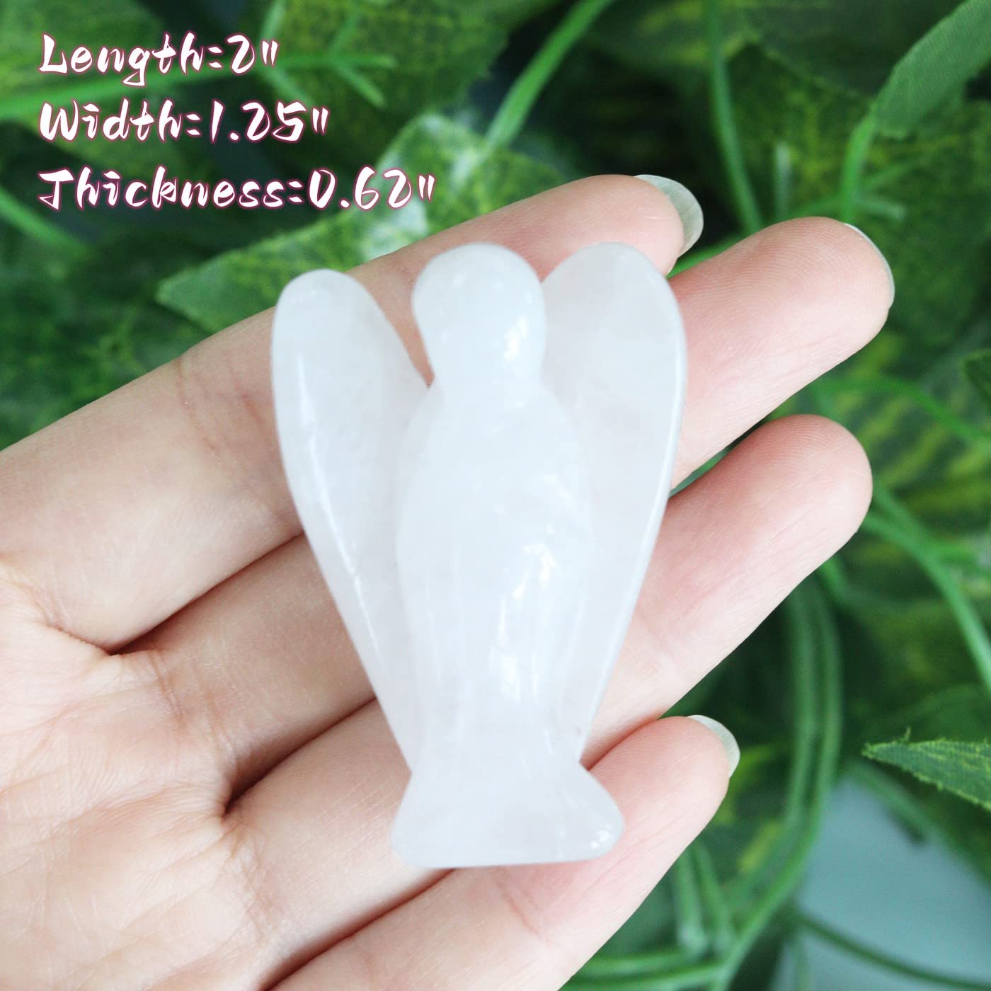 YATOJUZI 2" Clear Quartz Angel Decor Healing Crystals Polished Natural Stone Sculpture Statue Hand Carved Cute Figurines Energy Reiki Home Room Office Desk Decoration Guardian Gifts for Women Men