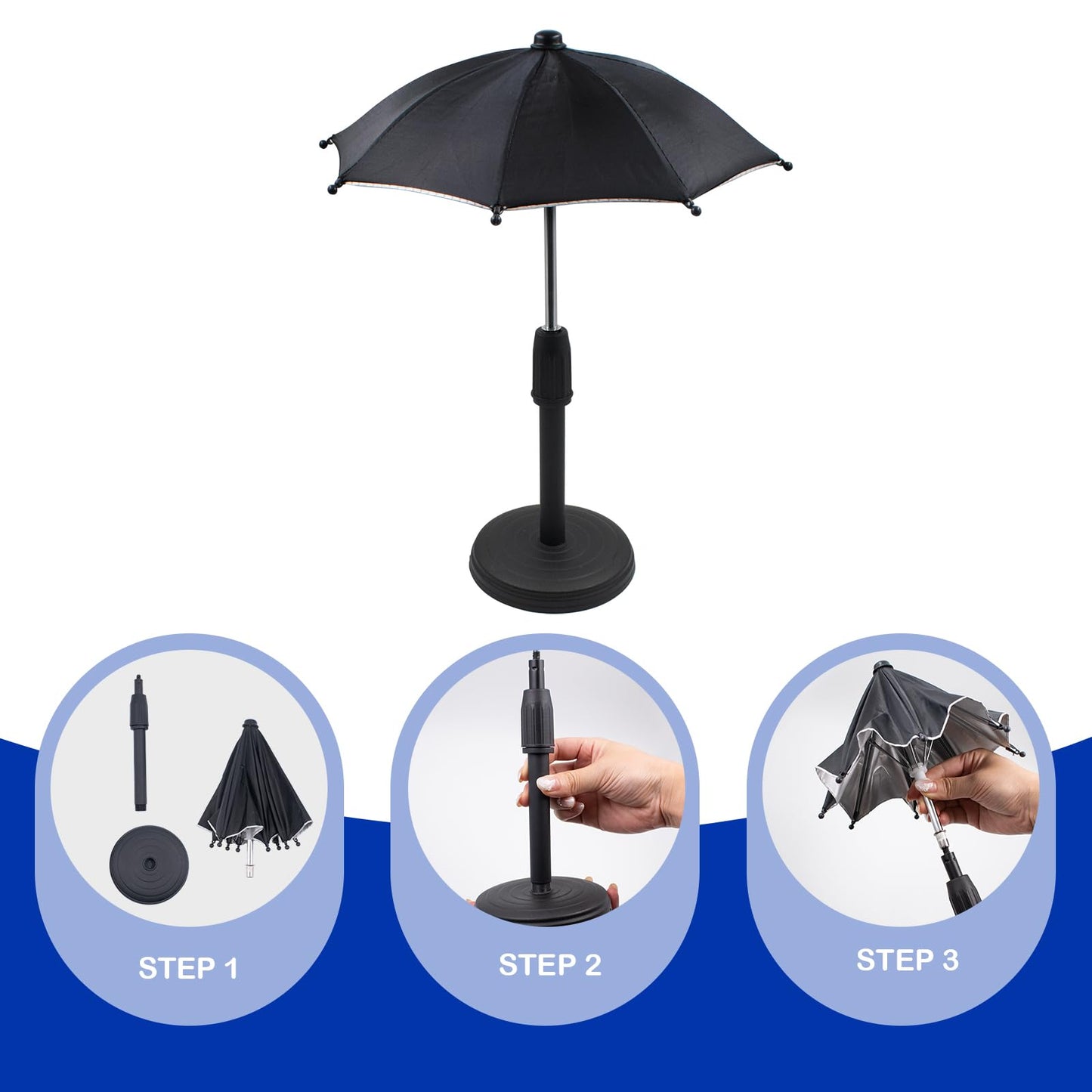 2 PCS Mini Sun Shade Umbrella with Heavy Duty Base, Mini Pool Umbrella to Keep Your Drinks Cold and Prevent Overheated Phone, Portable Foldable Drink Shade for Pool, Beach, Camping, Patio (10.6in)