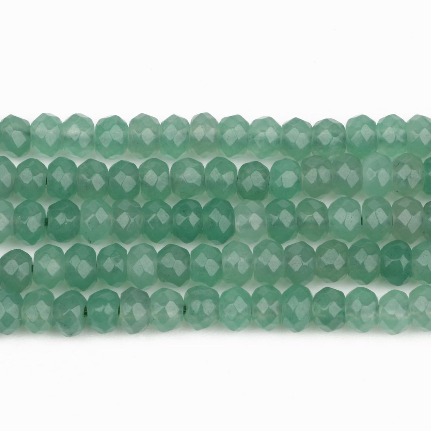 2 String 220PCS 3x5mm Natural Green Color Jade Stone Beads for Jewelry Making, Songxi Facted Loose Gemstone Beads for DIY Bracelet Necklace Making Supplies with Energy Healing Chakra Power