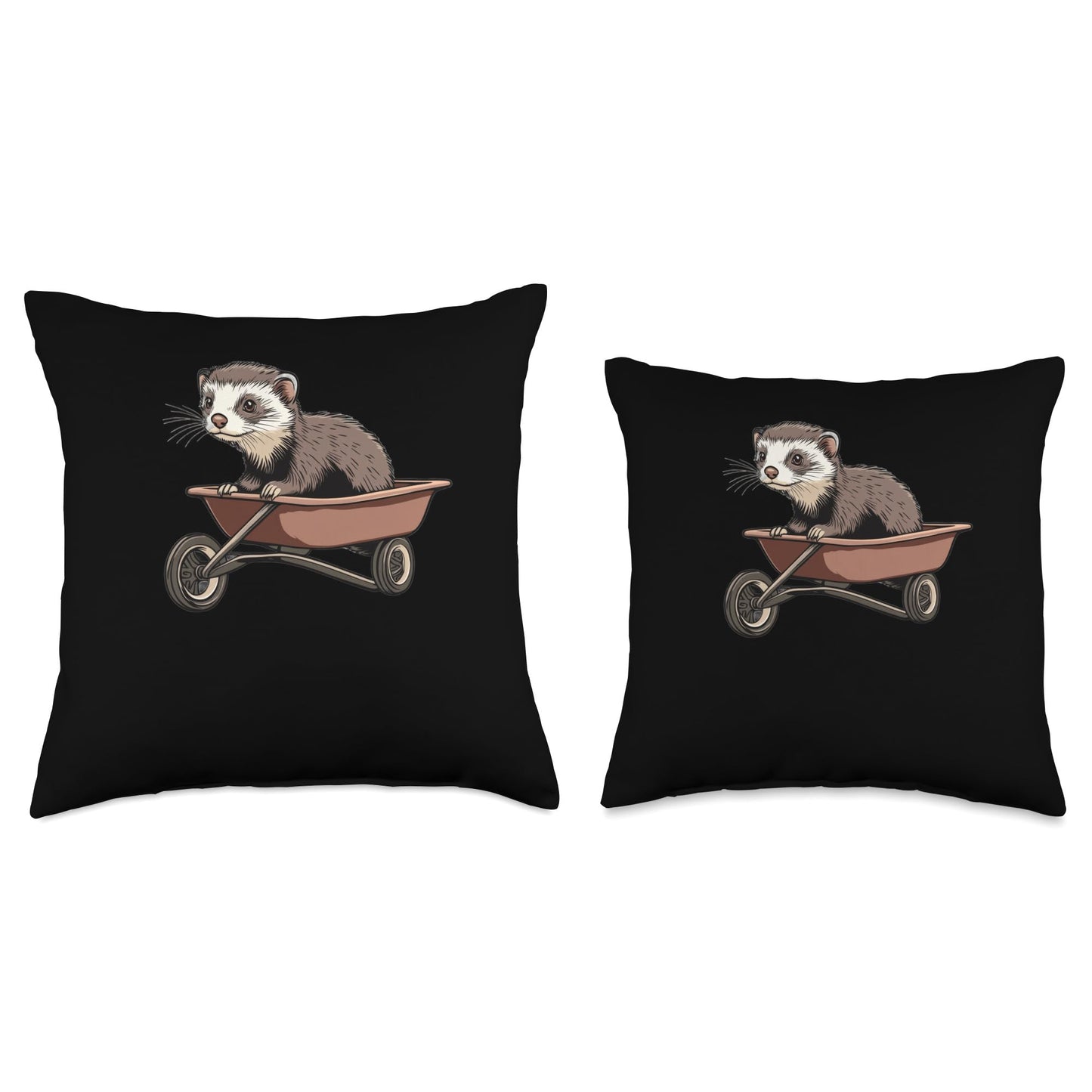 Ferret Using a Wheelbarrow Throw Pillow