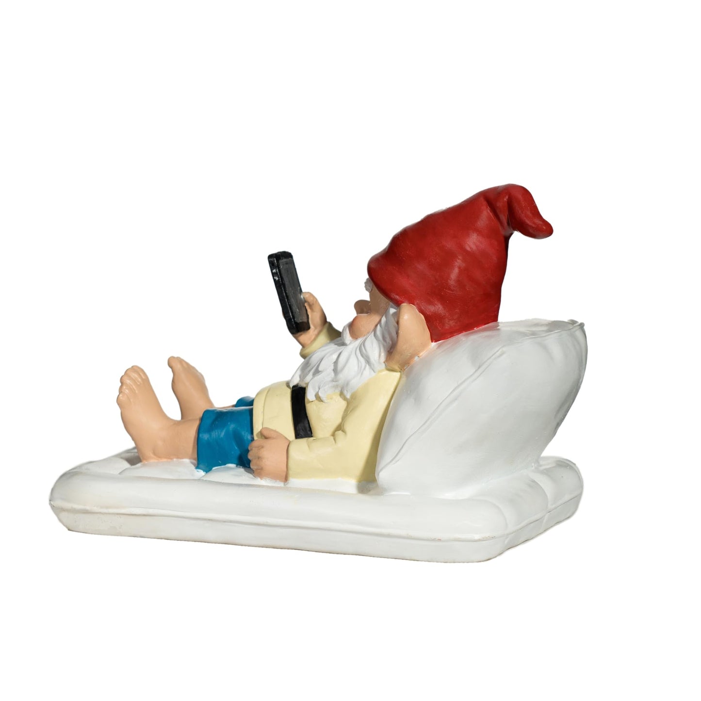 GIOMLE Relaxing Pool Gnome with Smartphone - 5.6" Heavy Resin Garden Statue - Weather-Resistant Funny Lawn Ornament - Summer Patio Decor - Unique Housewarming Gift
