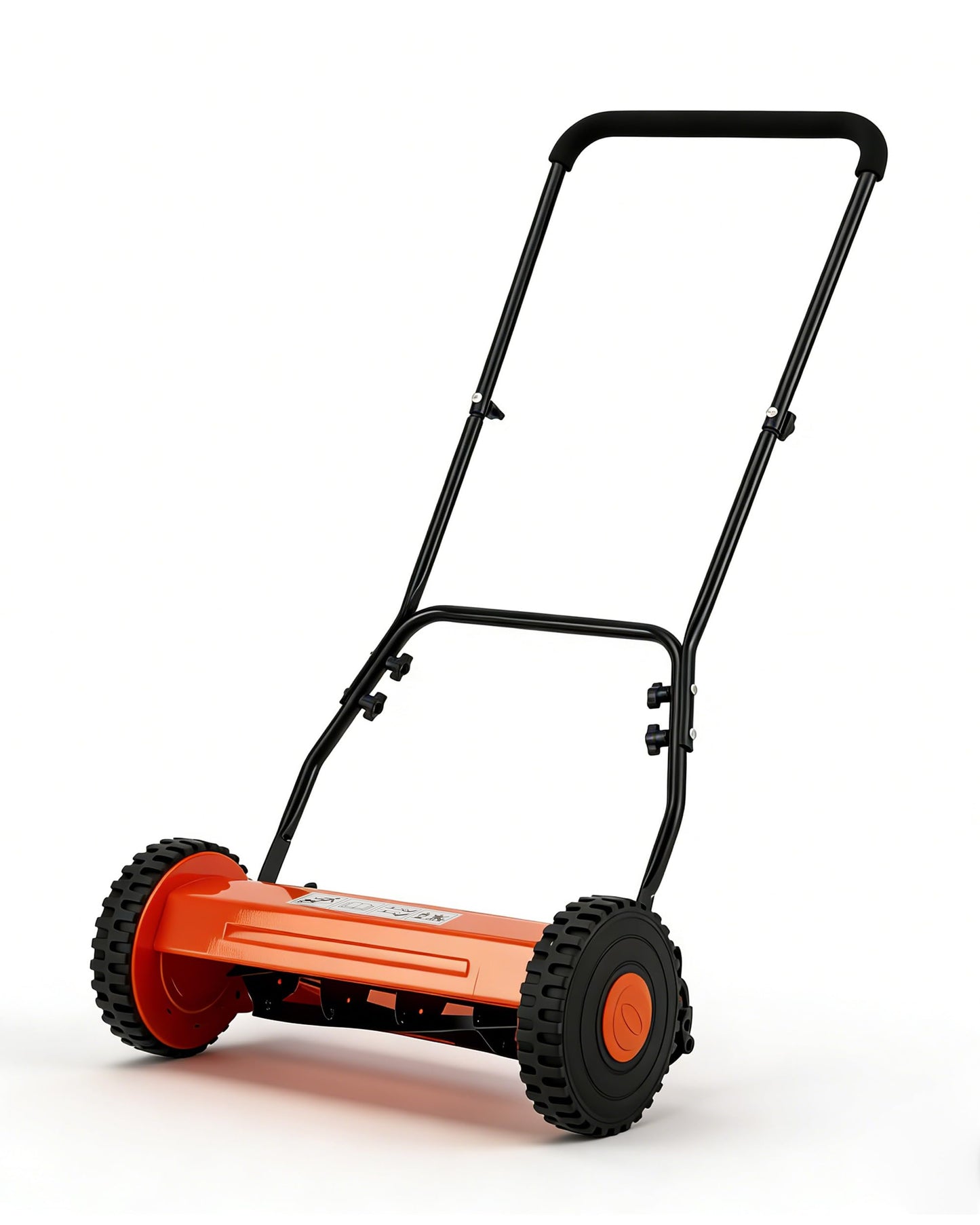 16 Inch Manual Reel Lawn Mower, 5-Blade Push Reel Mower with Adjustable Cutting Height, Walk-Behind Compact Hand Push Mower for Small Yards, Quiet Cordless Mowing (Orange) — No Grass Catcher Bag