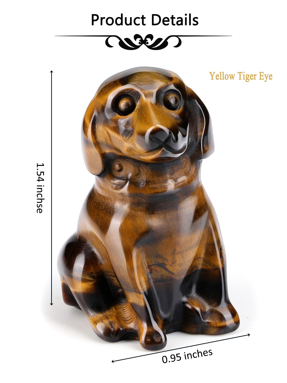 CrystalTears Tiger Eye Crystal Dog Ornament, Cute Dogs Gifts for Women Dog Lovers Men Christmas, 1.5” Lucky Healing Gemstone Labrador Dogs Puppy Figurine Statue for Home Office Desk Decor