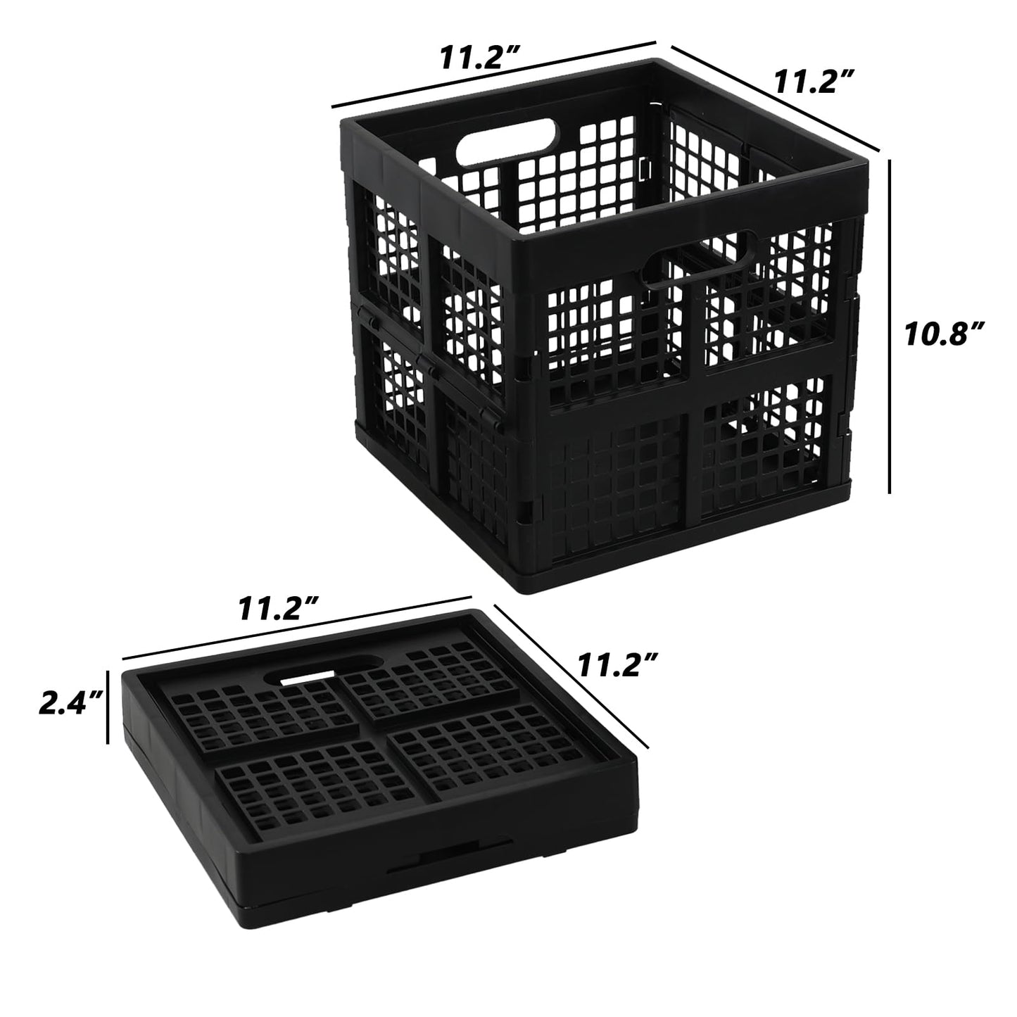 Utiao 18 L Collapsible Storage Crates, Square Plastic Crates, Black, 3 Pack