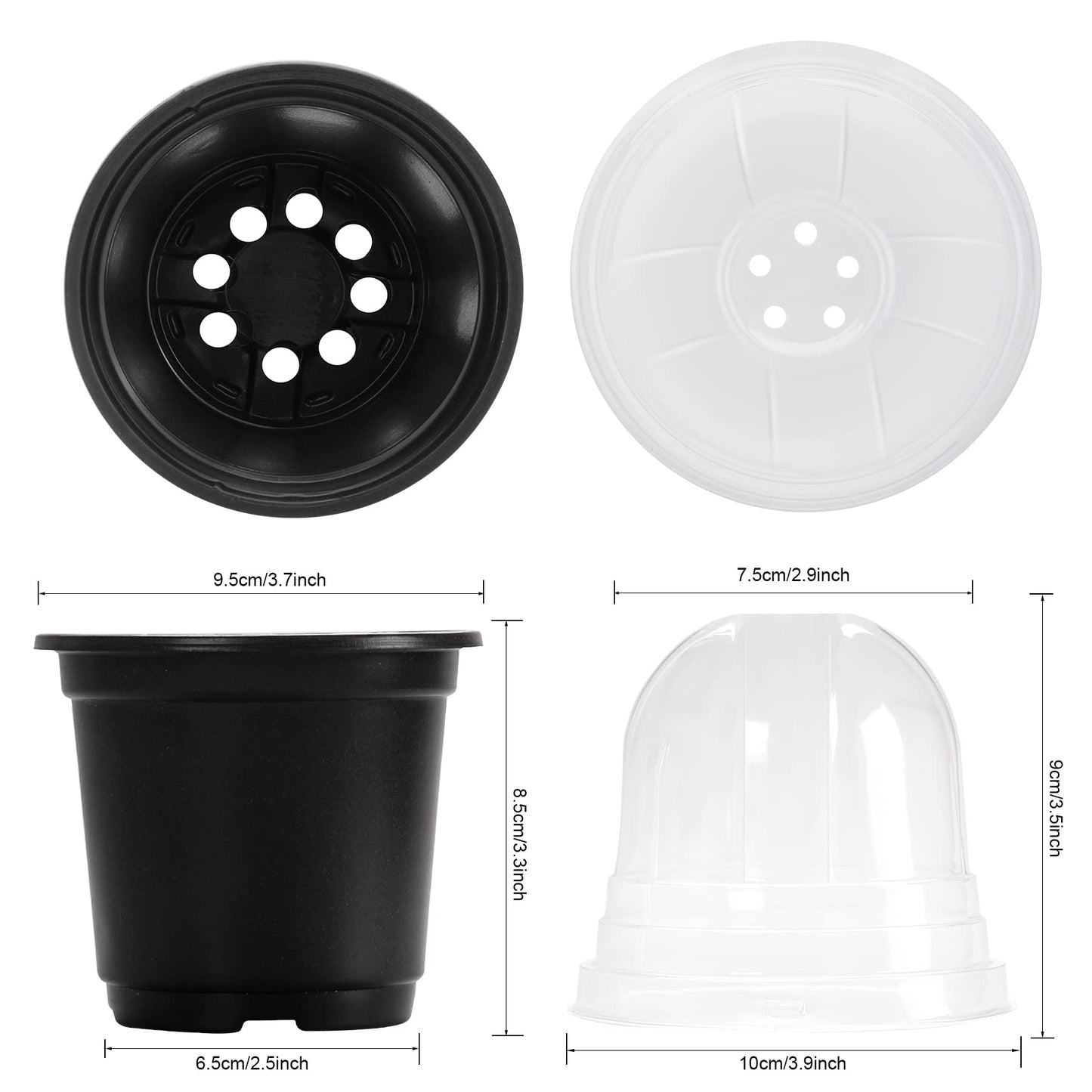 MIXC Plant Nursery Pots with Humidity Dome 4" Soft Transparent Plastic Gardening Pot Planting Containers Cups Planter Small Starter Seed Starting Trays for Seedling with 10pcs Plant Labels，30 Sets…