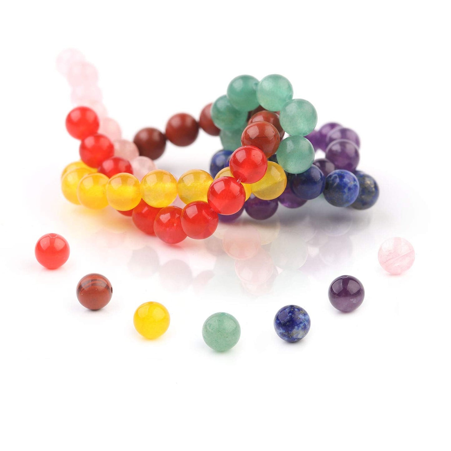 7 Chakra Gemstone Beads 8mm Polished Round Smooth Natural Chakra Stone 49pcs Healing Crystals and Stones for Jewelry Making Crafting 15Inch(7 Chakra Stone,8mm)