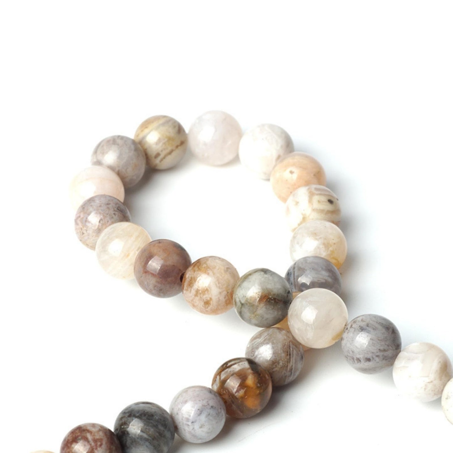 100Pcs Natural Stone 6mm Bamboo Leaf Agate Round Loose Gemstone Energy Healing Beads Hole Size 1mm DIY Smooth Beads for Bracelet Necklace Earrings Jewelry Making