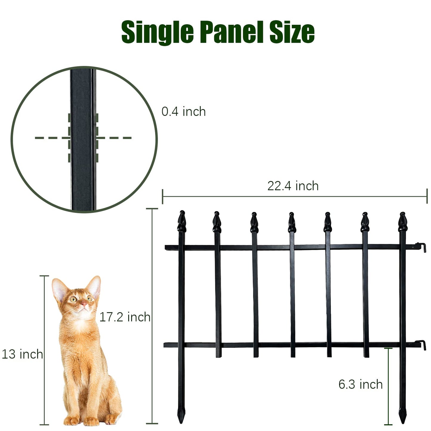 Thealyn Metal Decorative Garden Fence 22" Wide x 18" High (5 Panels, Total Length 9.17 feet), Metal Border Folding Fence, Landscape Fencing for Flower Bed, Yard, Animal Barrier