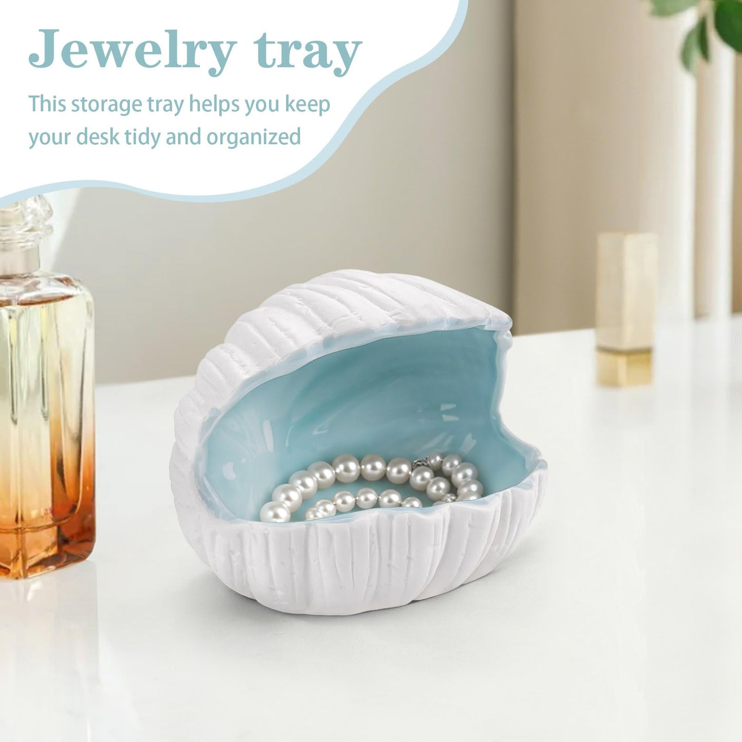 Yitexin Conch Trinket Dish, Ring Coastal Jewelry Tray Organizer Holder, Ocean Seashell Bowl Plate Cute Beach Decor for Bedroom Bathroom Home Earrings Necklaces Bracelet A (A)