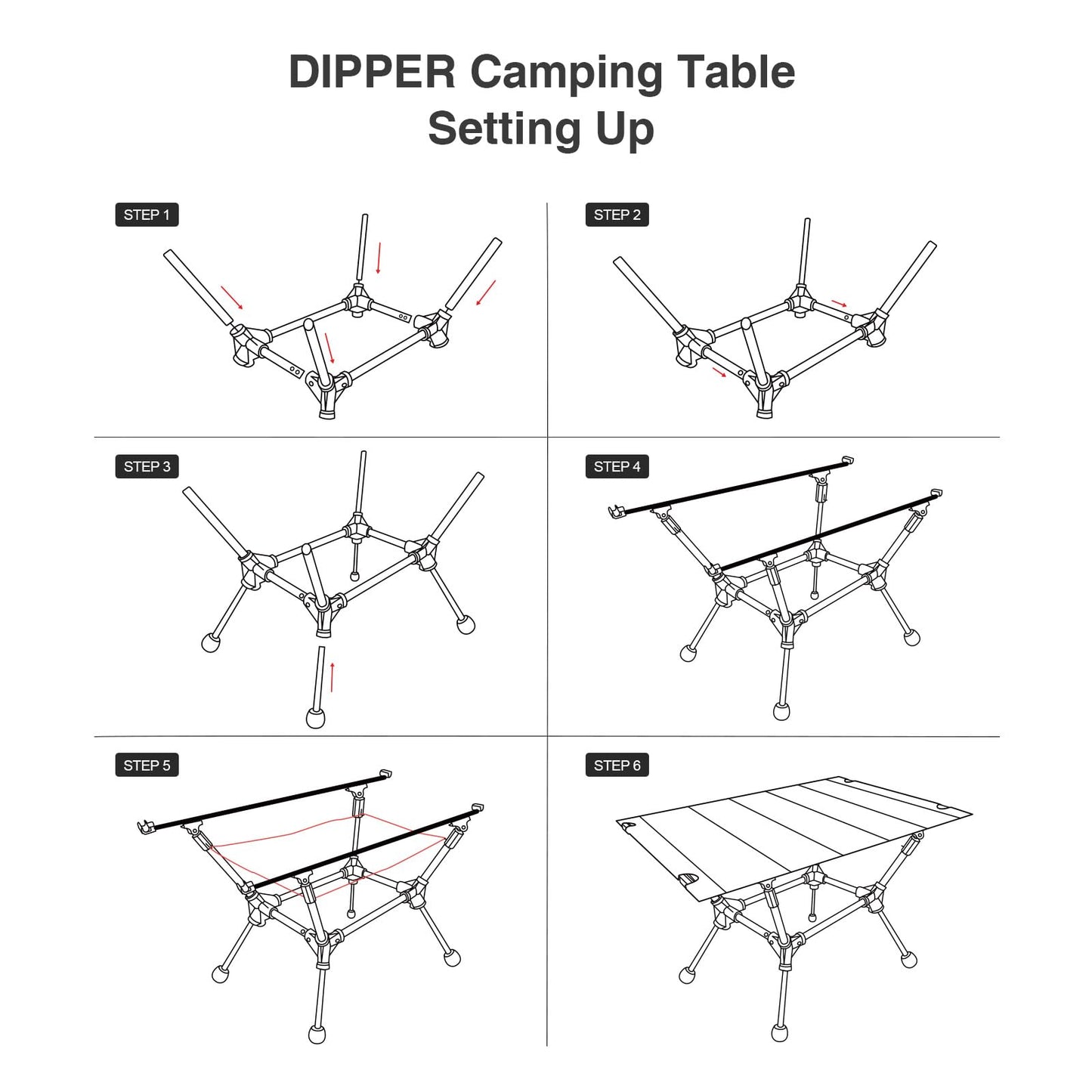 ONETIGRIS Dipper Camping Table, Lightweight Portable Folding Table with Mesh Storage Net, High/Low Options, Ideal for Camping, Hiking, Tailgating, Beach, Picnic, Travel, Backyard