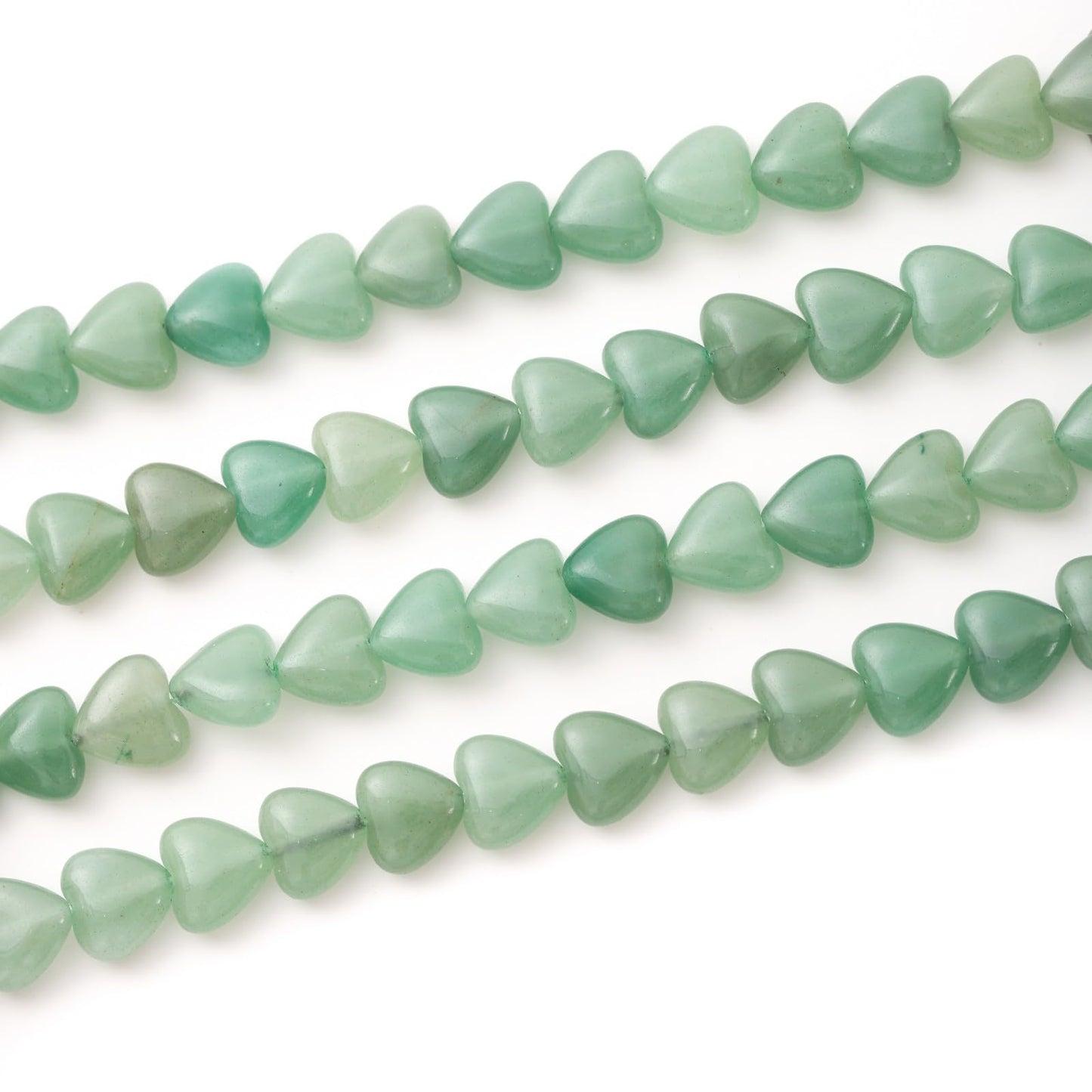 Natural Heart Shaped Green Aventurine Stone Beads 10mm Loose Crystal Healing Beads for DIY Necklace Bracelet Making Gemstone Craft Supplies