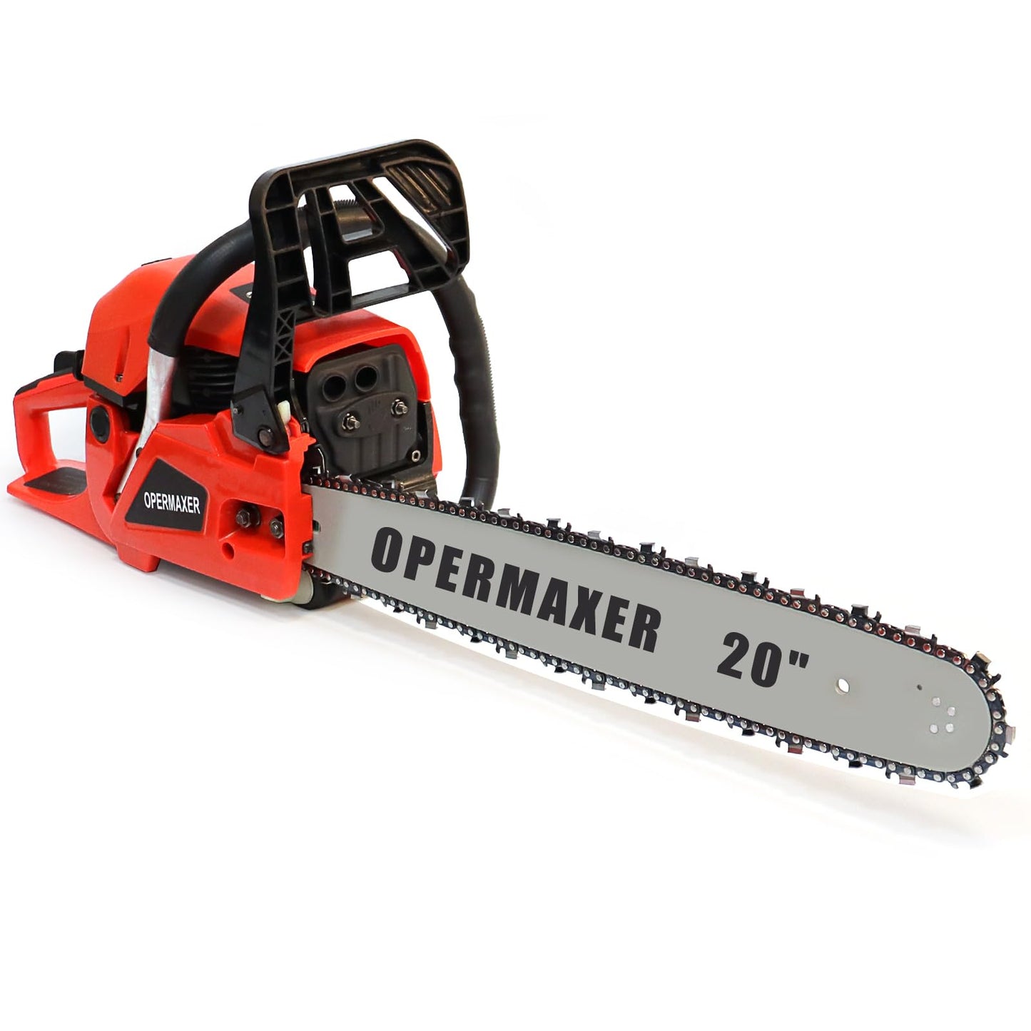 OPERMAXER 58CC 20 Inch 2-Cycle Gas Chainsaw, 12500r/min 3.8 HP Gas Power Chainsaws Handheld Cordless Petrol Chain Saw, Protective Design for Wood Cutting Garden Farm Home(Red)