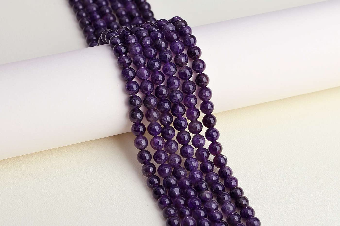 LAIDANLA Amethyst 8mm Natural Stone Beads Round Loose Gemstone Stone Beads for DIY Bracelet Necklace Earrings Jewelry Making Polishing Genuine Real Beading Crystal 96PCS 2 Strand 32"