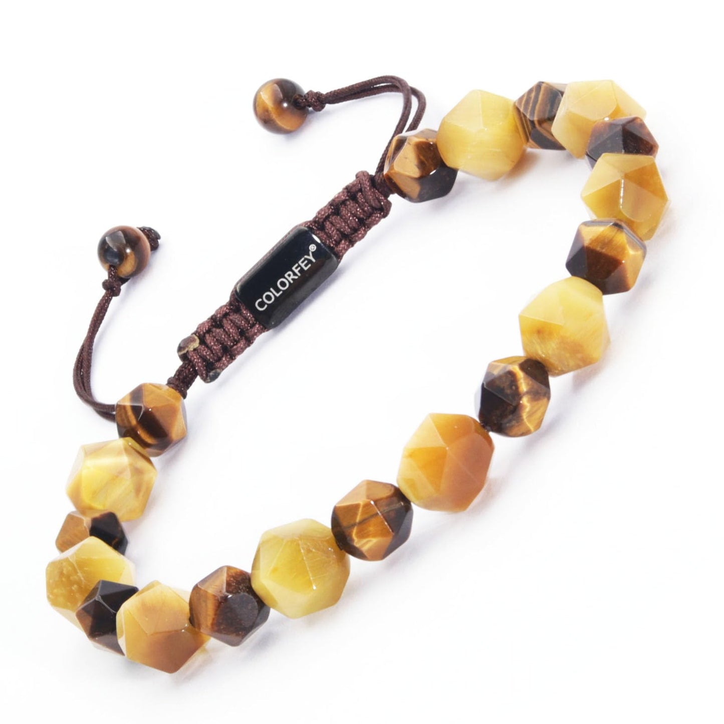 COLORFEY Tiger Eye Crystal Bracelets for Men, Protection Crystals Real Tiger Eye Beads Bracelet Healing Energy Stone Bracelet, Unique Handmade Mens Bracelets Trendy Jewelry for Boosting Courage