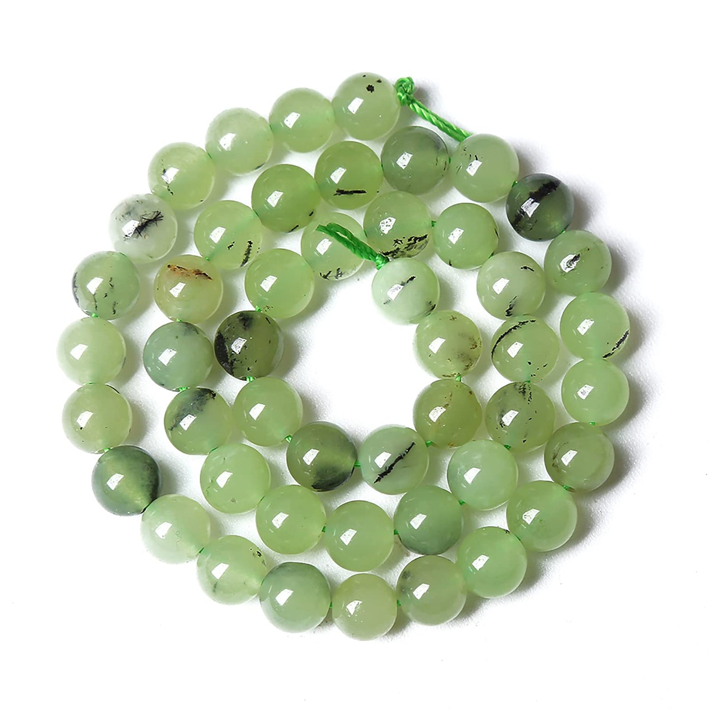 45pcs 8mm Natural Prehnite Jade Stone Round Loose Spacer Beads for DIY Jewelry Making Necklaces Bracelets Healing Energy Beads (8mm, Prehnite Jade)