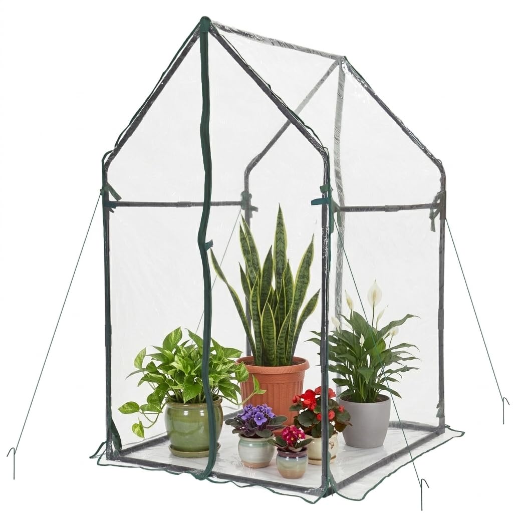 Gardzen Mini Greenhouse Heavy Duty Portable Green House, Clear Tent Small Greenhouse for Indoor Outdoor Plants 36.2”(L) x36.2”(W) x59.5”(H)