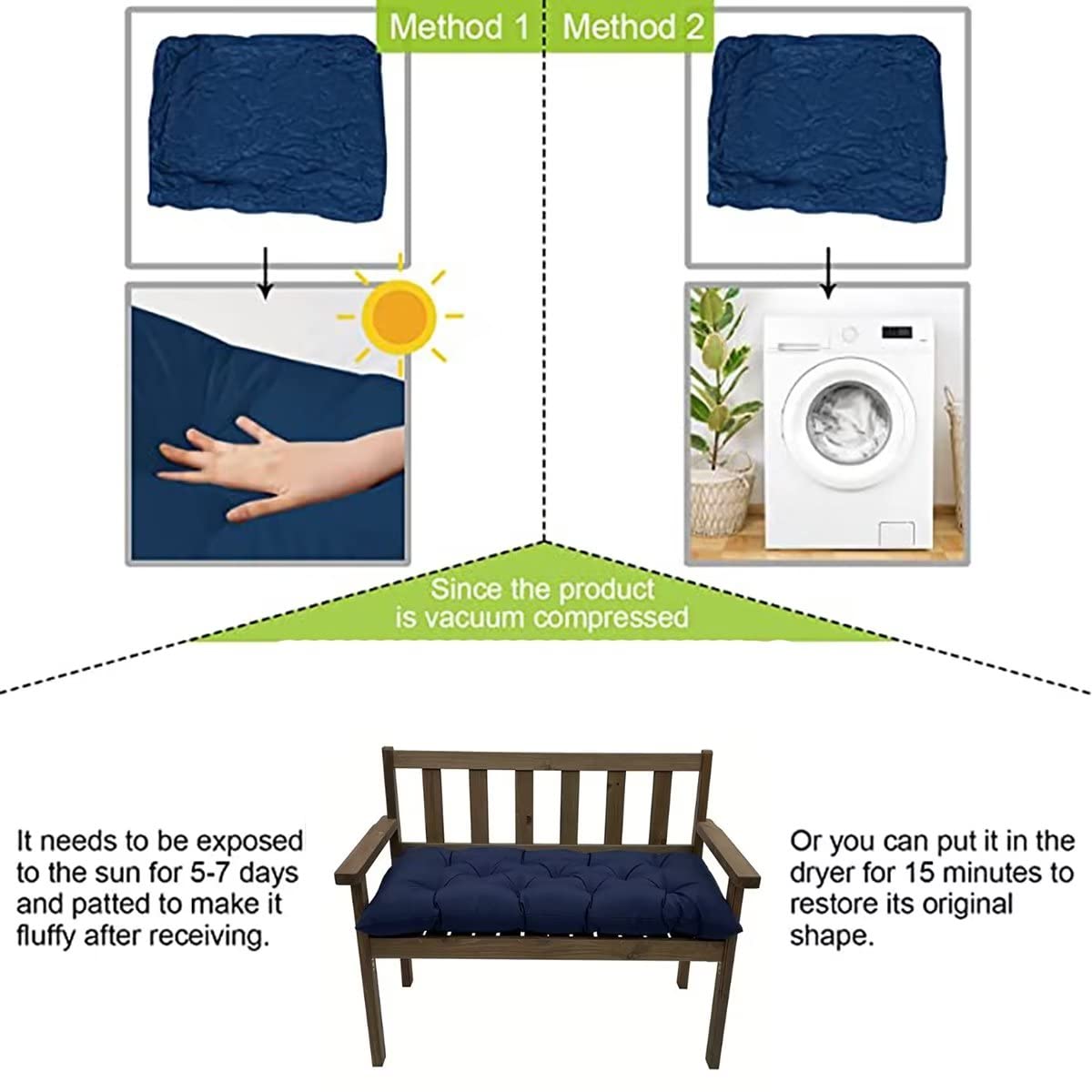 Yefound Outdoor Waterproof Bench Cushions Garden Bench Cushion Tufted Chair Pad 20 x 40 in Replacement Seat Pad Cushion Teal