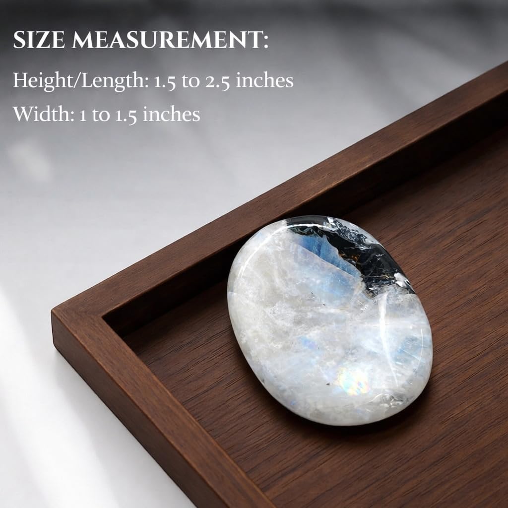 Wholesalegemshop Rainbow Moonstone Thumb Worry Stones Metaphysical Gemstone Crystal Healing Reiki Men Women Gift FENG Shui Positive Energy Love Wellness Palm Stones Wicca Powerful