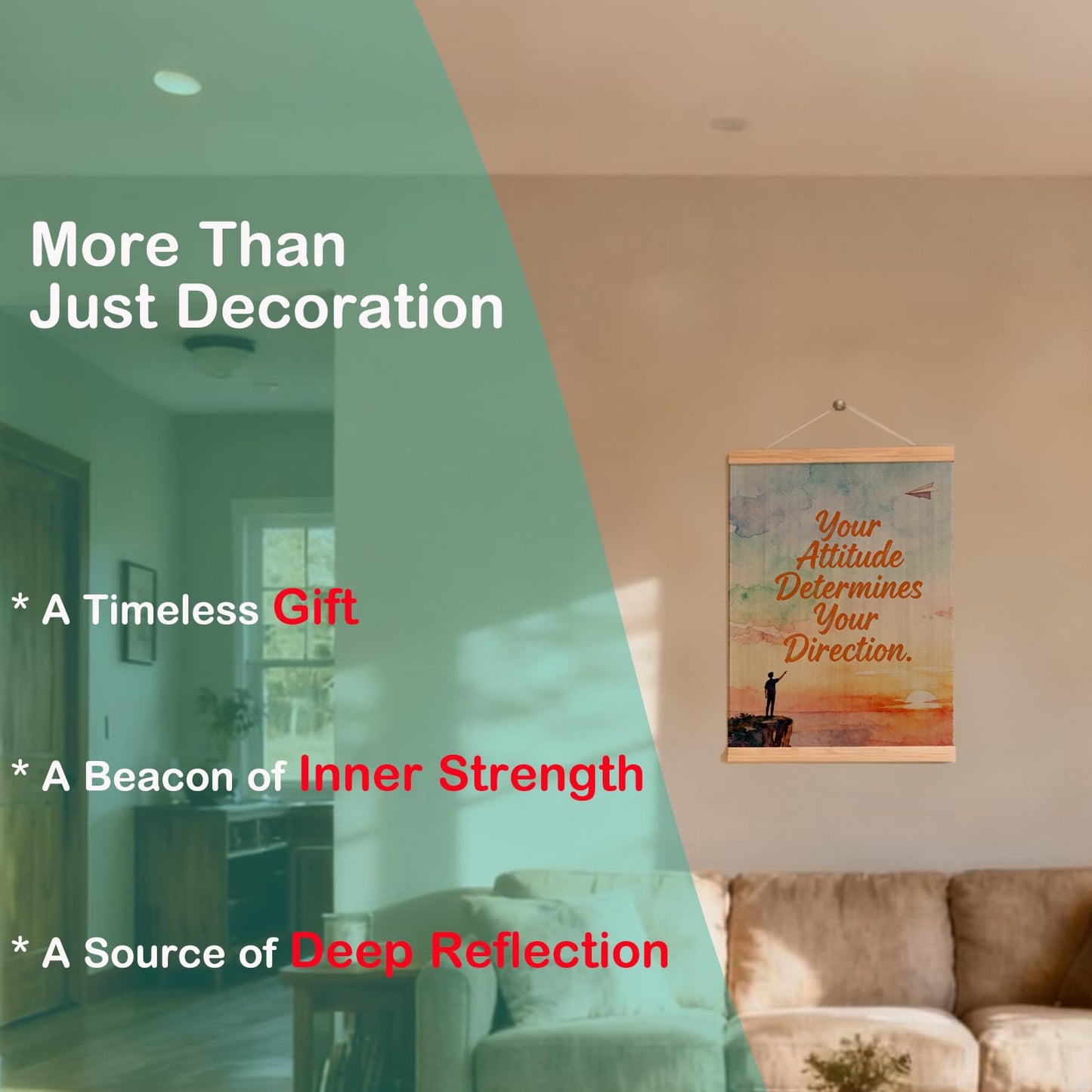 AriaPrec Attitude Direction Office Wall Art - Motivational Posters for Mental Health, Inspirational Decor for Therapy & Classroom, 12x16 Inch Canvas