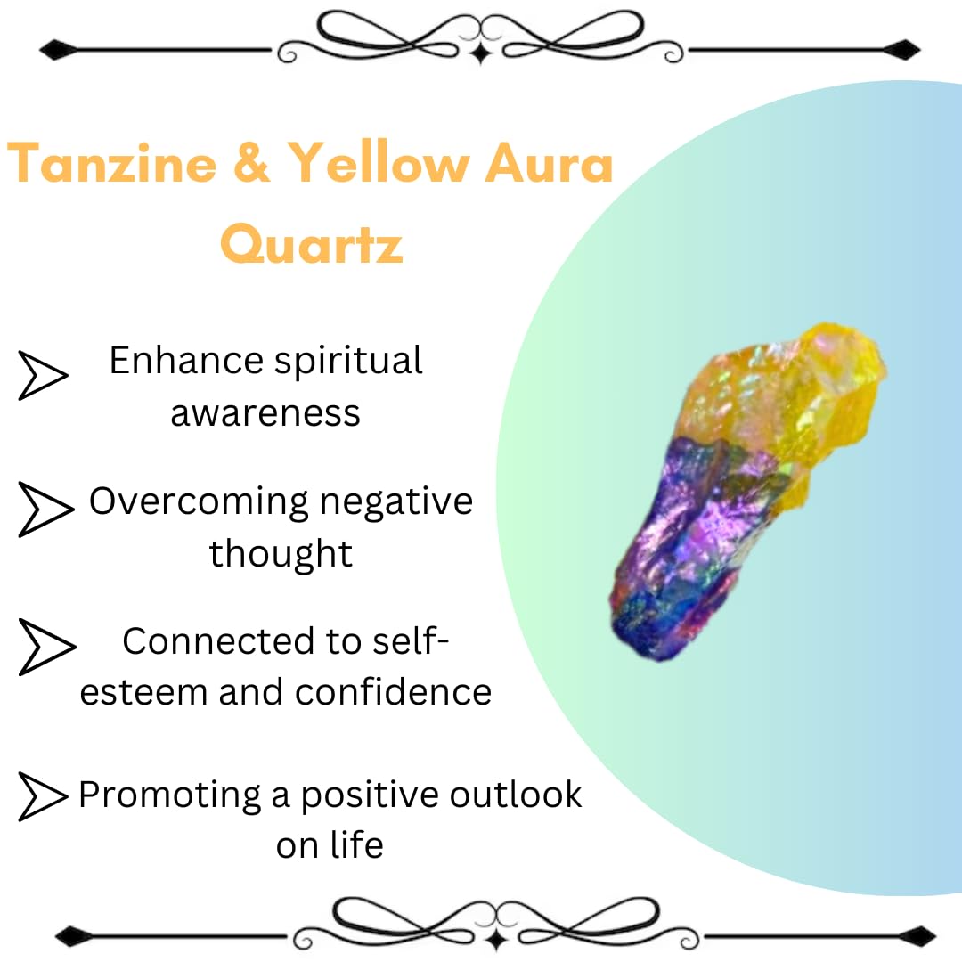 Crystals, Rocks, Jade, Crystals and Healing Stones, Witchcraft Supplies, Healing Crystals, Stones, Healing Stones, Rock Collection, Agate, Raw Stones (Tanzine-Yellow Aura Quartz, 2 Pcs)