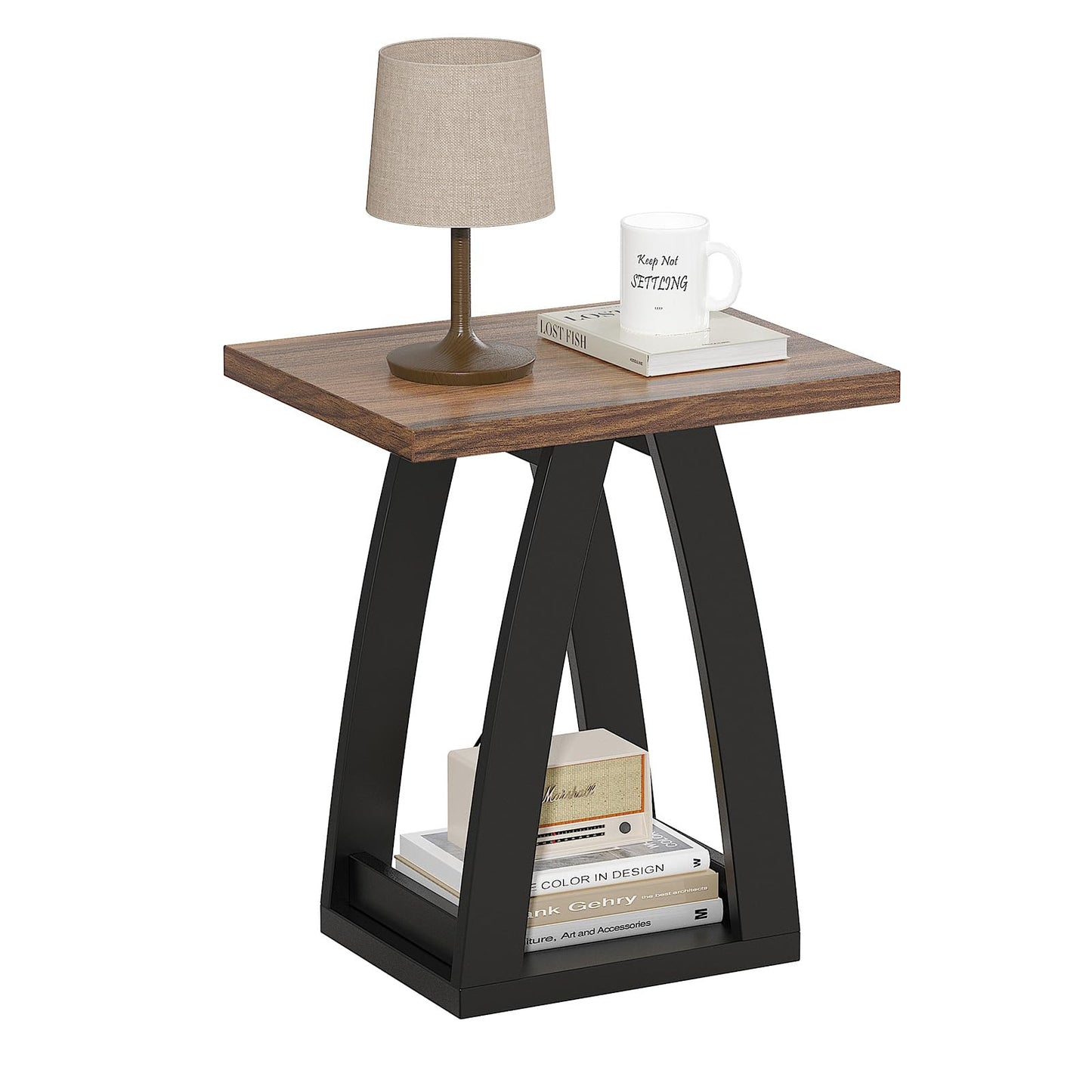 FROMJBEST End Table, Side Table, Nightstand, Sofa Side Table with Shelf, Modern End Table for Living Room, Bedroom