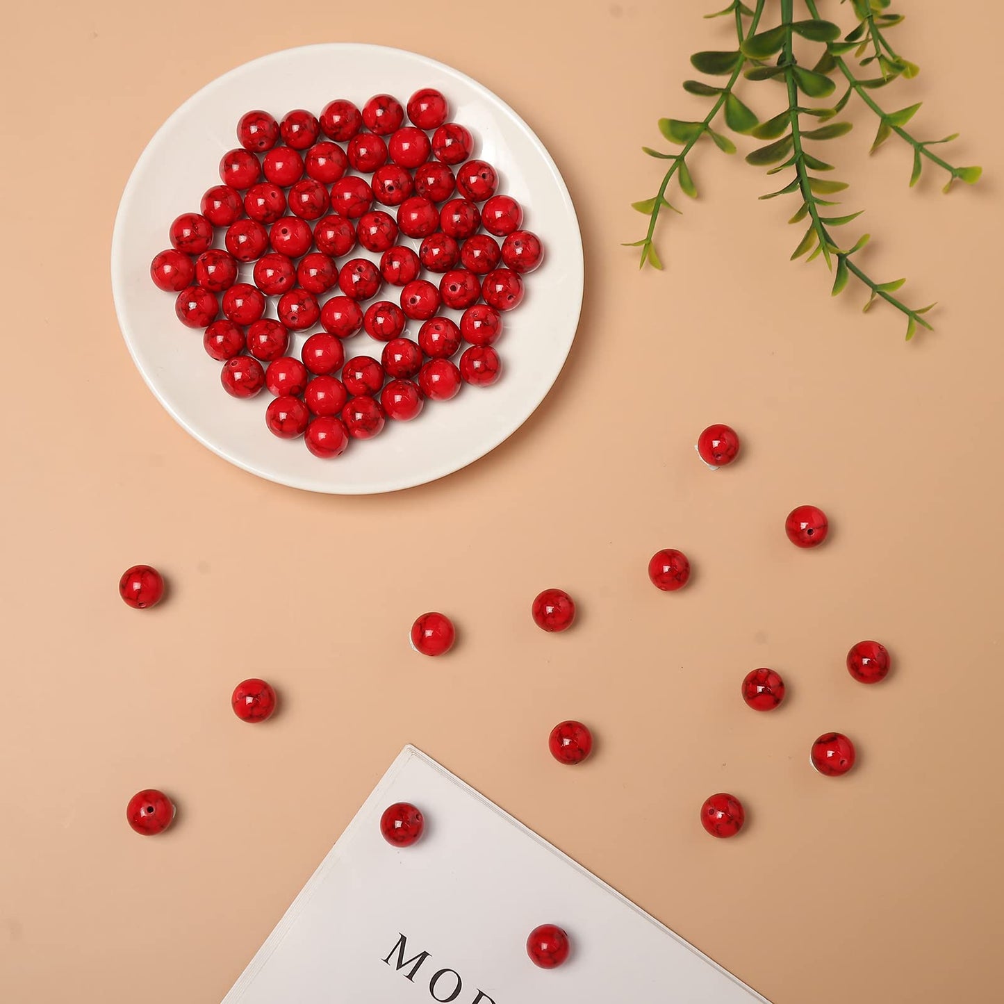 45pcs 8mm Natural Stone Beads Red Turquoise Beads Energy Crystal Healing Power Gemstone for Jewelry Making, DIY Bracelet Necklace