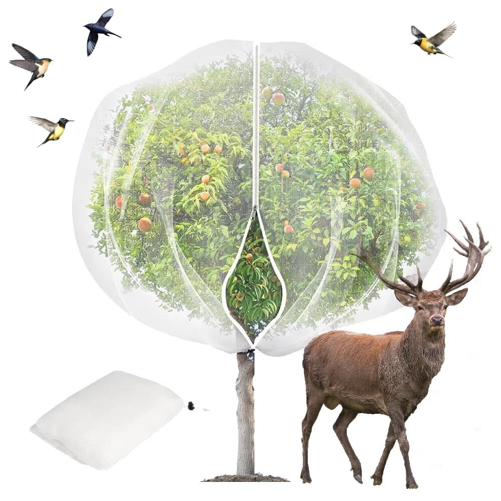 1 Pack Extra-Large Fruit Tree Netting Covers for Birds and Squirrels(15X15ft) –Bird Nets for Fruit Trees with Zipper and Drawstring, Extra Large Durable Mesh Garden Netting to Protect Fruit Trees