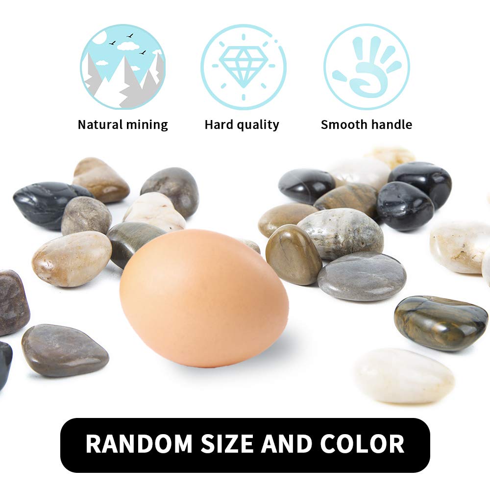 OUPENG Pebbles Polished Gravel, Natural Polished Mixed Color Stones, 0.5-1.2 inch Small Decorative River Rock Stones 5 Pounds (80-Oz)