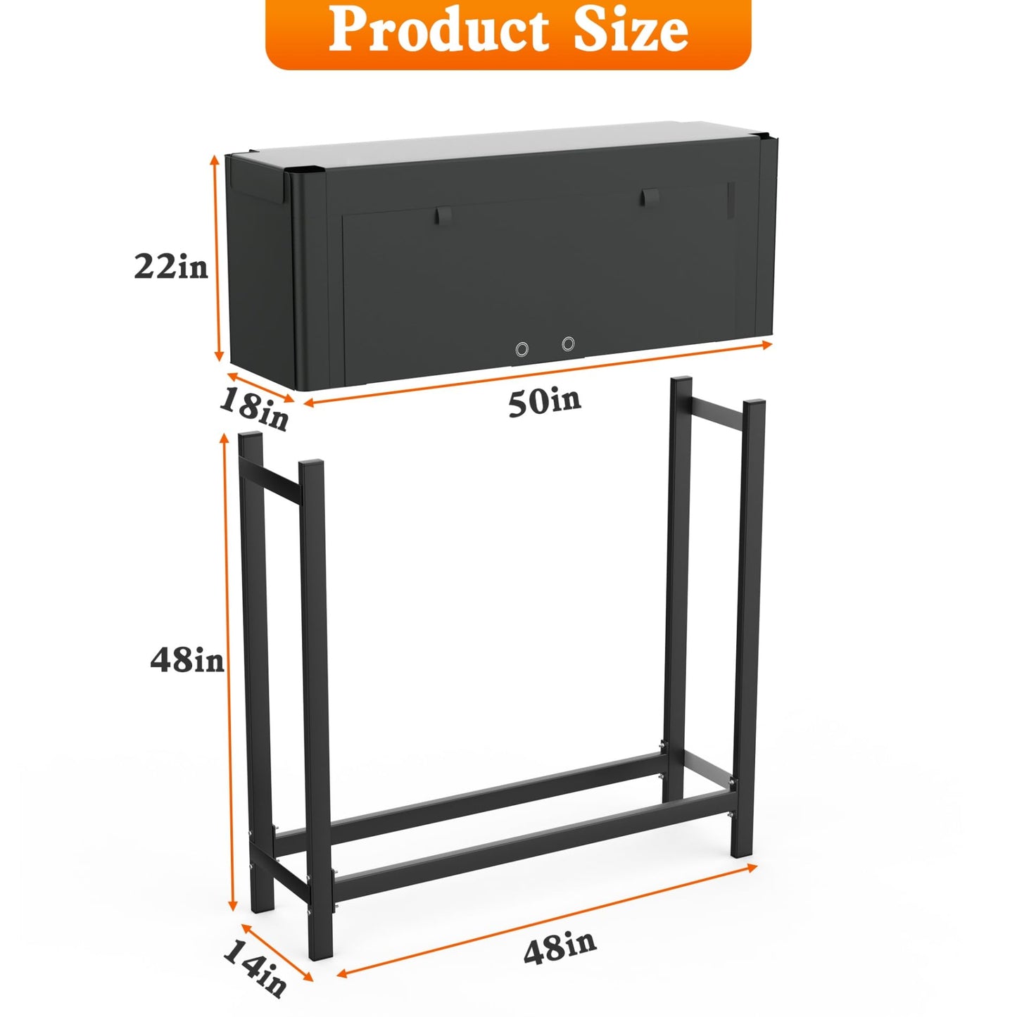 WALMANN Heavy-Duty Firewood Rack with Waterproof Cover & Firewood Carry Bag, 4 ft Outdoor Indoor Wood Log Holder for Fireplace, Patio & Porch, Sturdy Steel Fire Wood Storage Stand