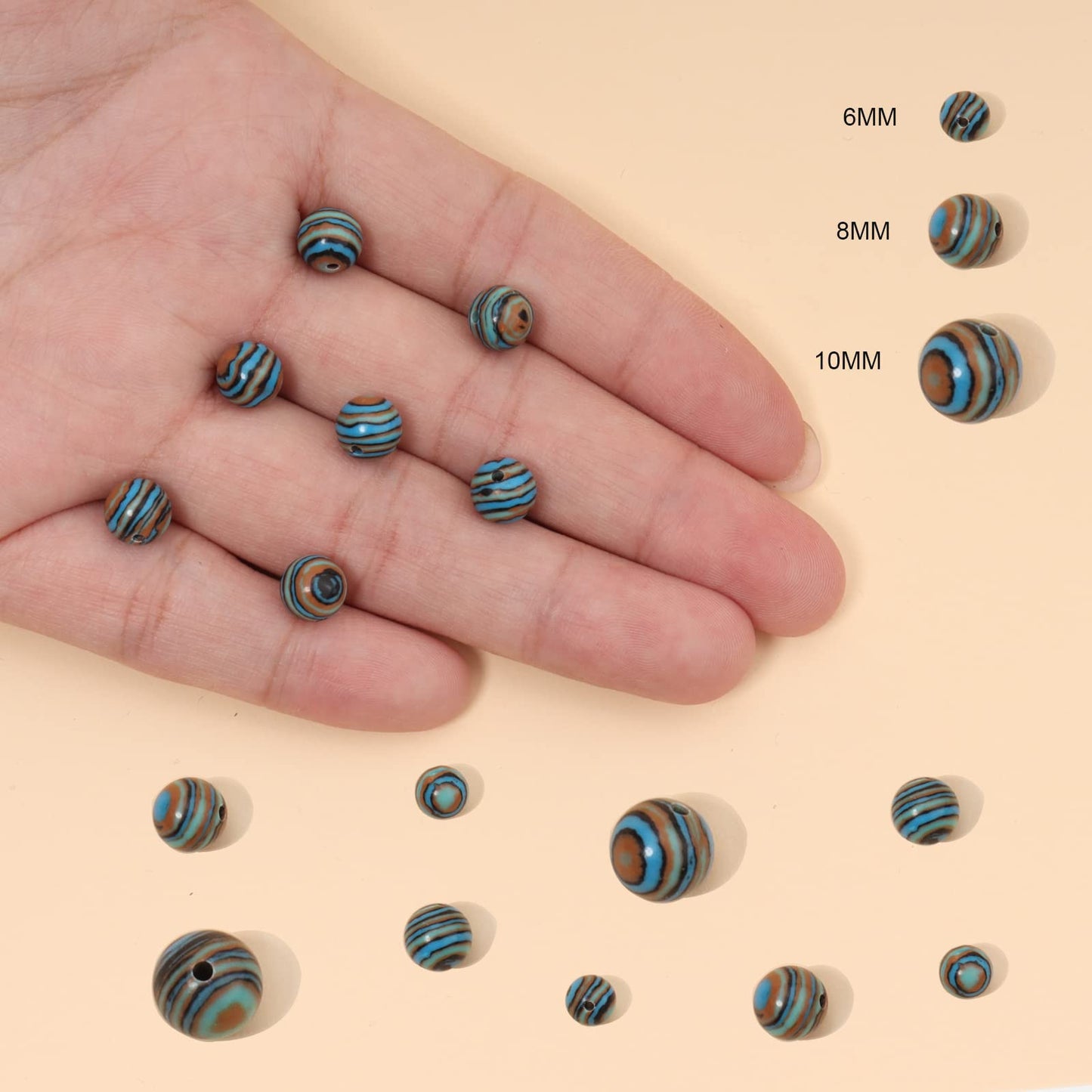45pcs 8mm Natural Stone Beads Blue Malachite Beads Energy Crystal Healing Power Gemstone for Jewelry Making, DIY Bracelet Necklace