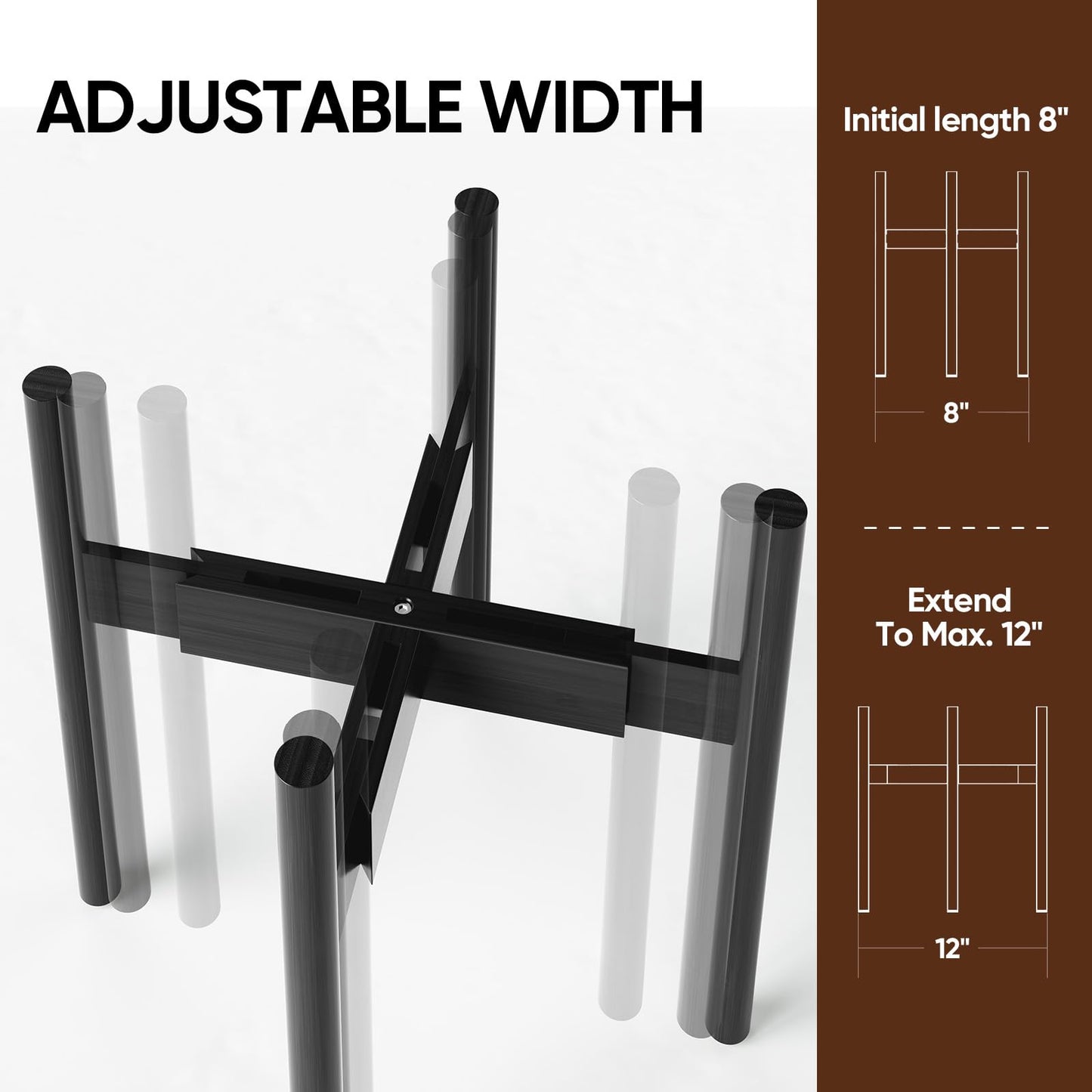 MUDEELA 2 Pack Indoor Plant Stands, 2 Tier Tall Plant Stand 30 inches, Mid Century Bamboo Plant Stand, Adjustable Width 8 - 12 inches, Fits Pot Size of 8 9 10 11 12 inches Pot & Plant Not Included, Black