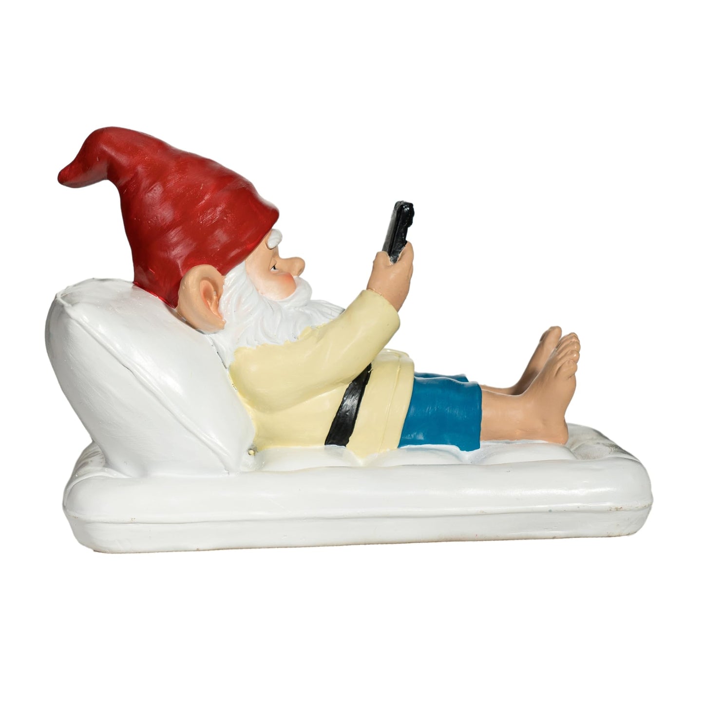 GIOMLE Relaxing Pool Gnome with Smartphone - 5.6" Heavy Resin Garden Statue - Weather-Resistant Funny Lawn Ornament - Summer Patio Decor - Unique Housewarming Gift