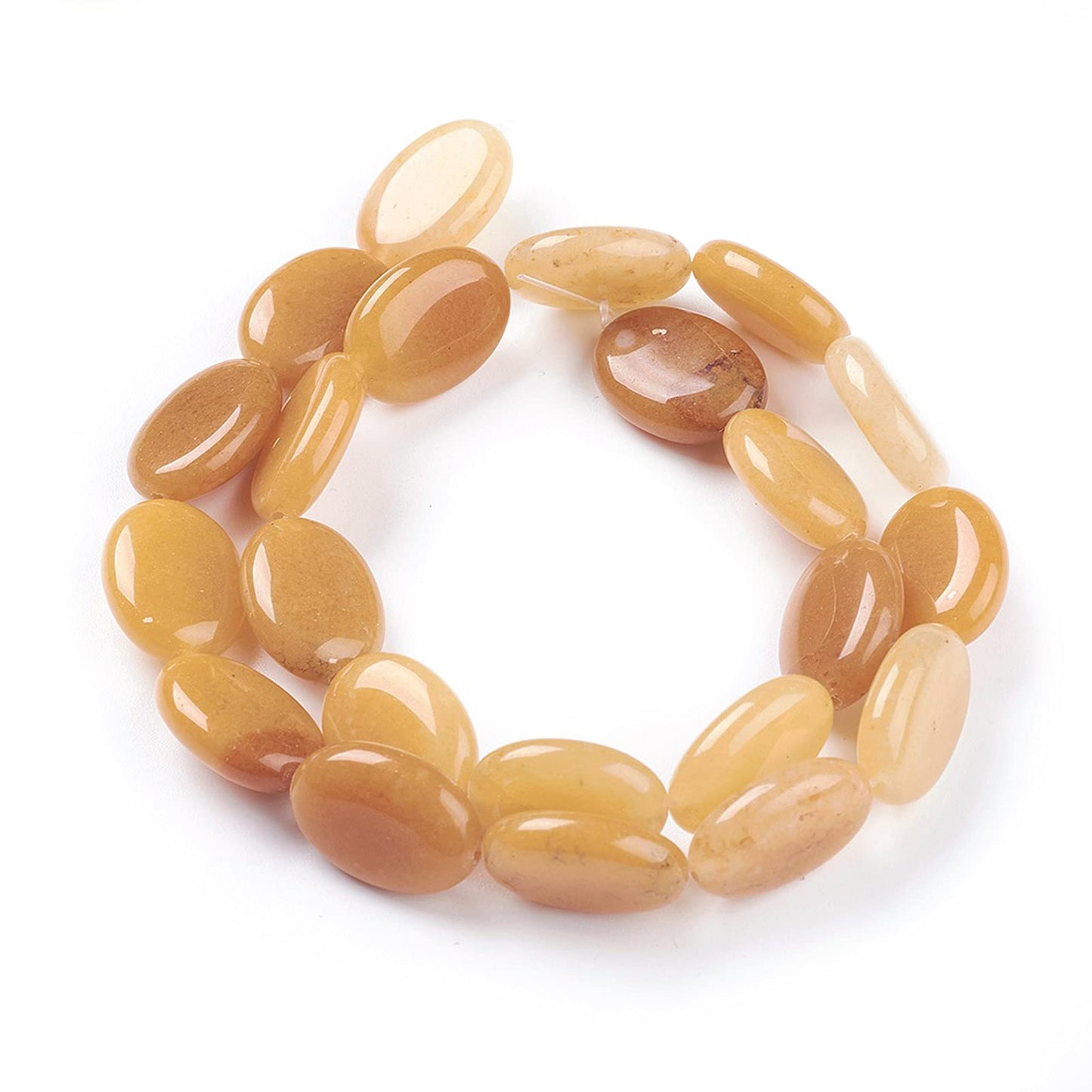 Fashewelry 20pcs Natural Topaz Jadehyst Gemstone Beads Flat Oval Healing Crystal Loose Stone Beads 18x13mm for Jewelry Necklace Bracelet Earring Craft, 15.7 Inch