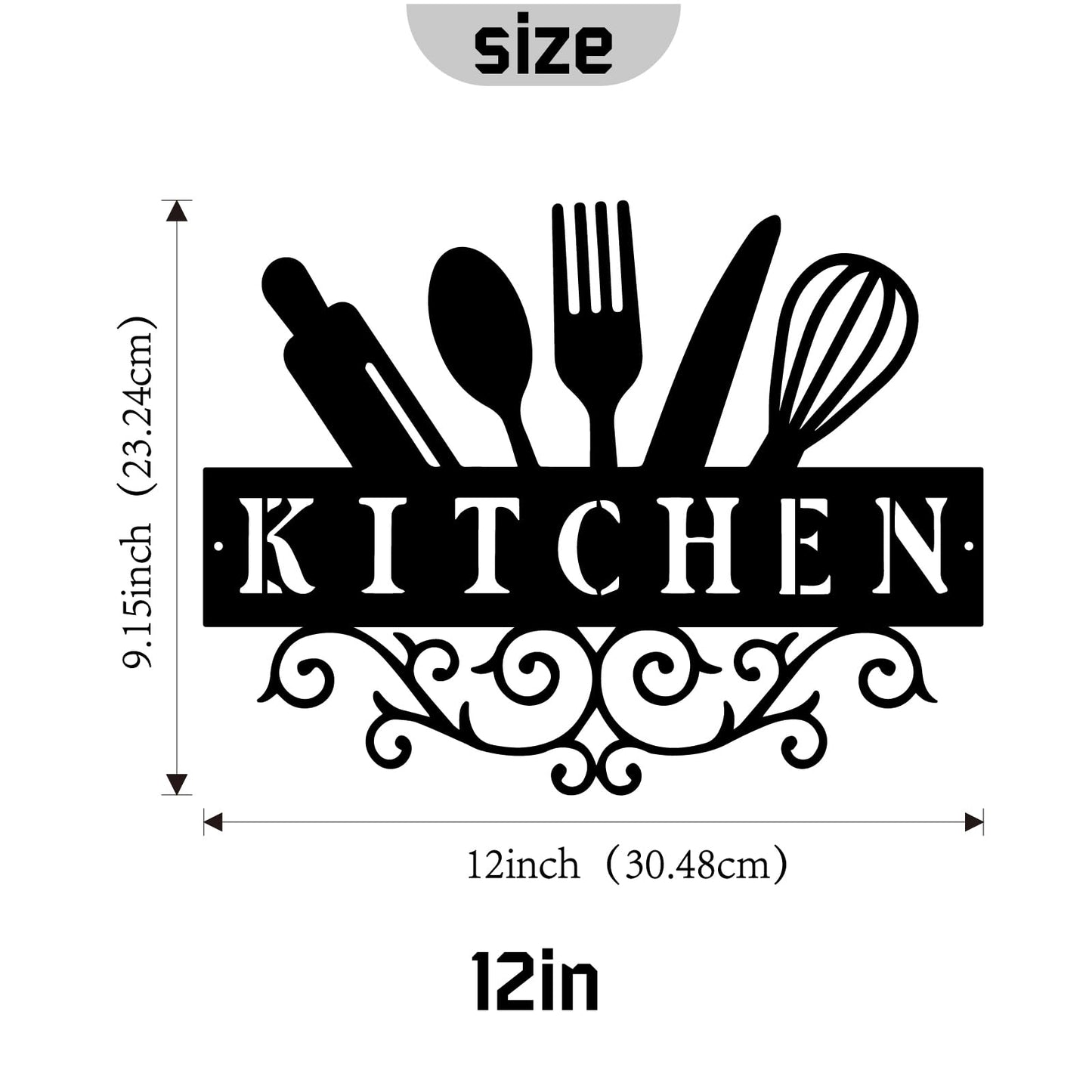 Hppybiry 12" X 9.15" Metal Kitchen Signs Wall Decor Kitchen Wall Art Decorations Black Rustic Home Hanging Wall Decor Country Farmhouse Wall Decor for Kitchen Dining Room