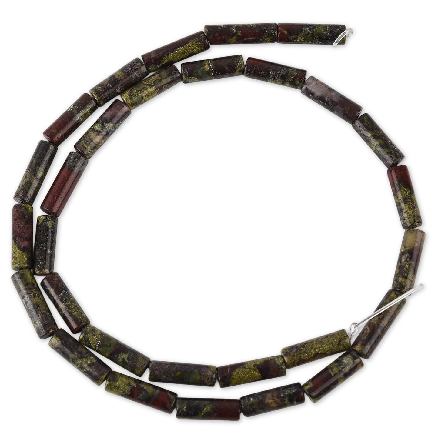 HAAMIIQII Natural Dragon Bloodstone Tube Beads 13x4mm Column Stone Cylinder Gemstone Loose Beads for Jewelry Making Strand 15 Inch (28-29pcs)
