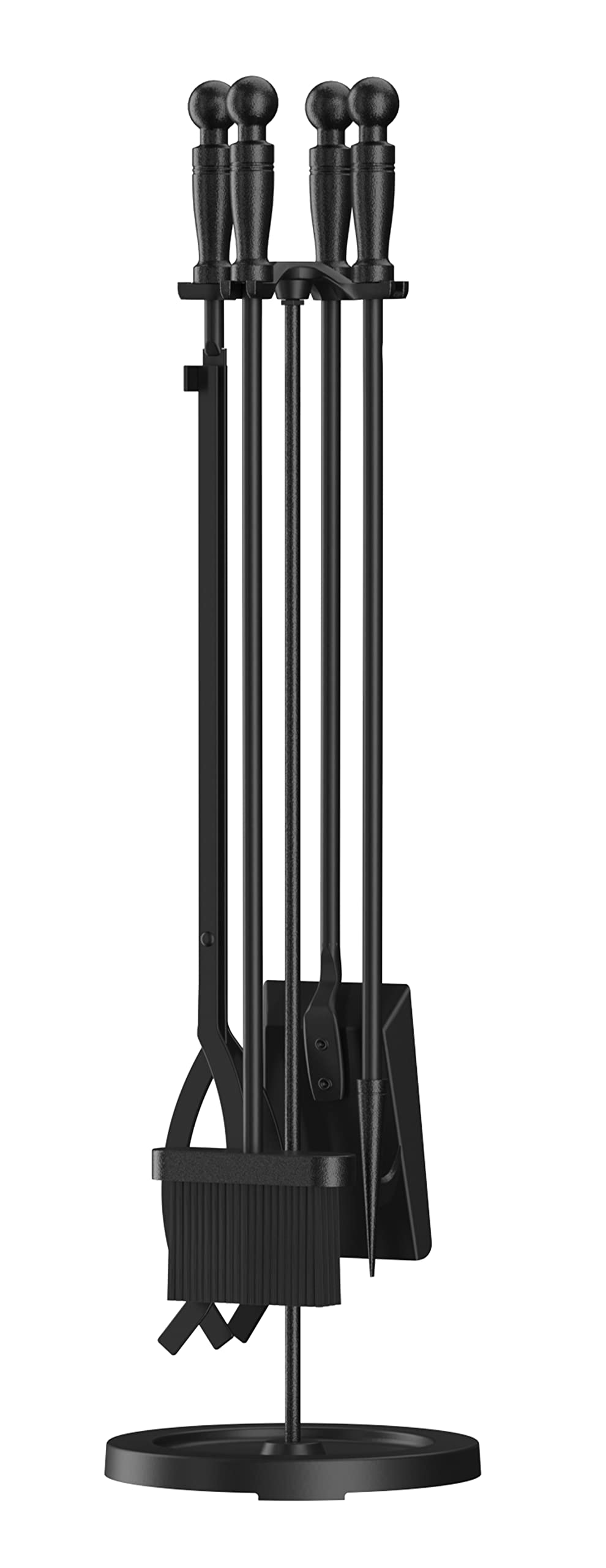 Fire Beauty Fireplace Tools Set 5 Pieces Wrought Iron Fire Place Pit Poker Holder 31" H (Black)