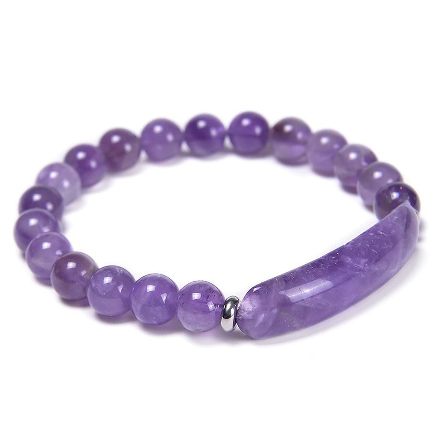 Link Pheromone Bracelet for Women, 8mm Healing Crystal Beads Stretch Bracelet Pink Love Rose Quartz Pheromone Bracelet Handmade Good Luck Energy Chakra Stone Beaded Bangle Jewelry Gifts for Women Mom(Purple)