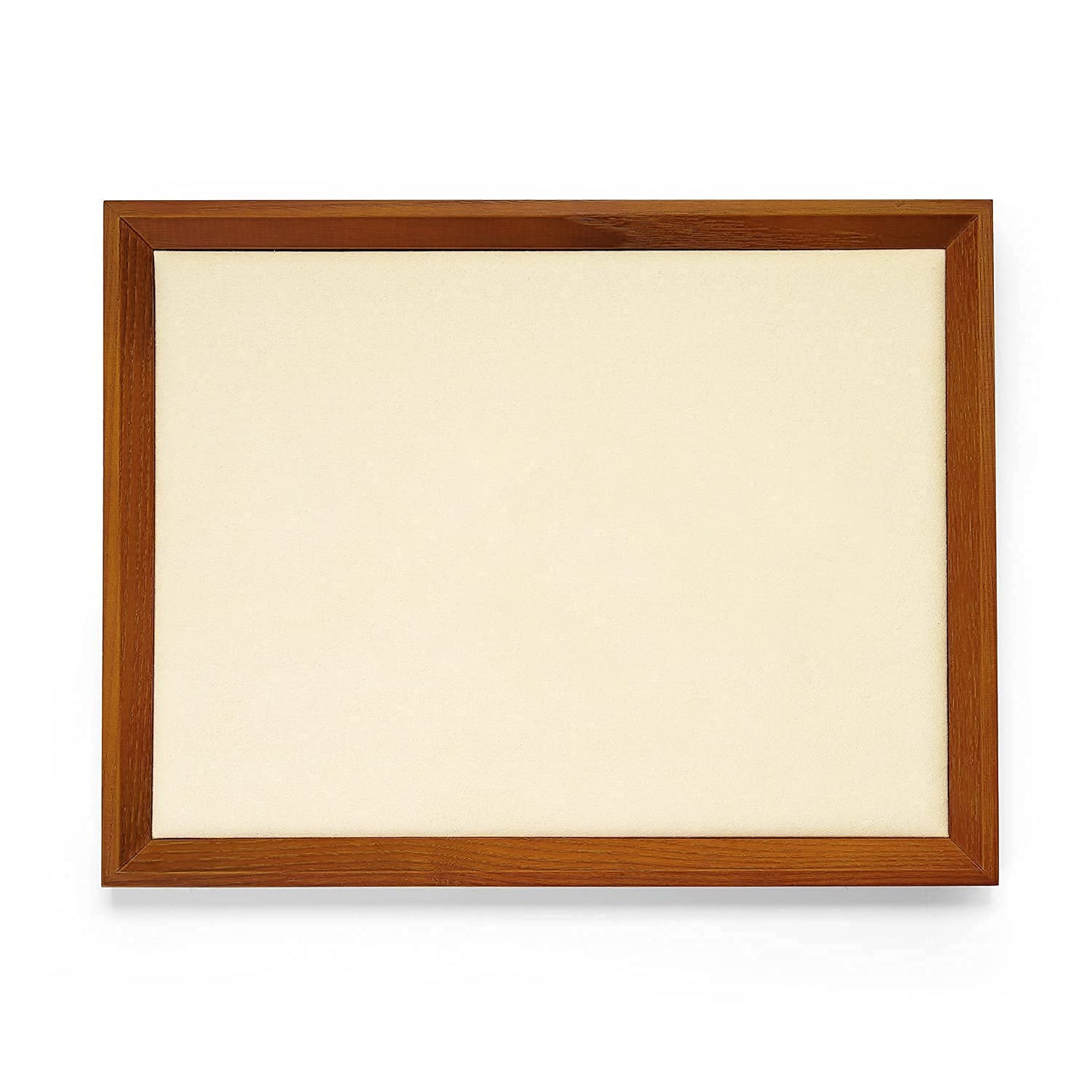 Oirlv Solid Wood Flat Jewelry Tray, Rectangle Jewelry Display Tray, Drawer Dresser or Nightstand Organizer, Microfiber Valet Plate, Catchall Plate(Creamy-White, Large)