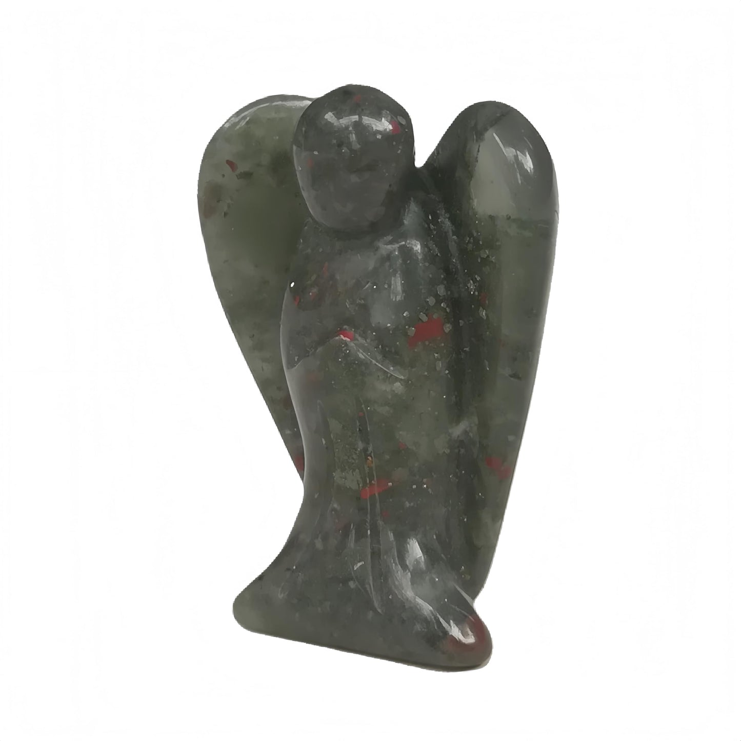 Afucats Natural African Bloodstone Healing Guardian Angel Indoor Decorative Stone,1.5 Inches Carving Pocket Palm Statue,Gift for Her Christmas Décor