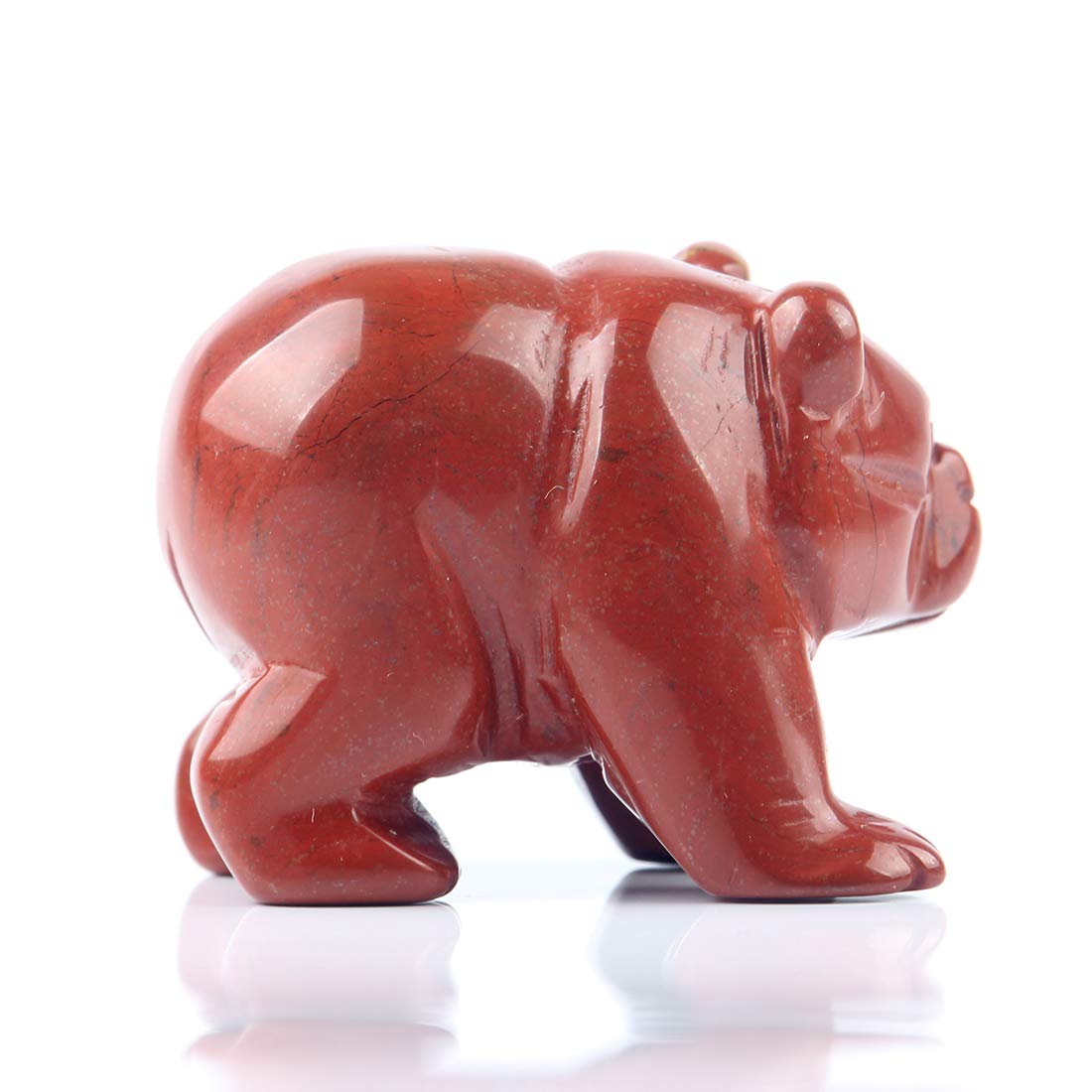 38mm Red Jasper Natural Beads Semi Stone Carved Bear Statue Chakra Healing Reiki Crafts (Red Jasper)