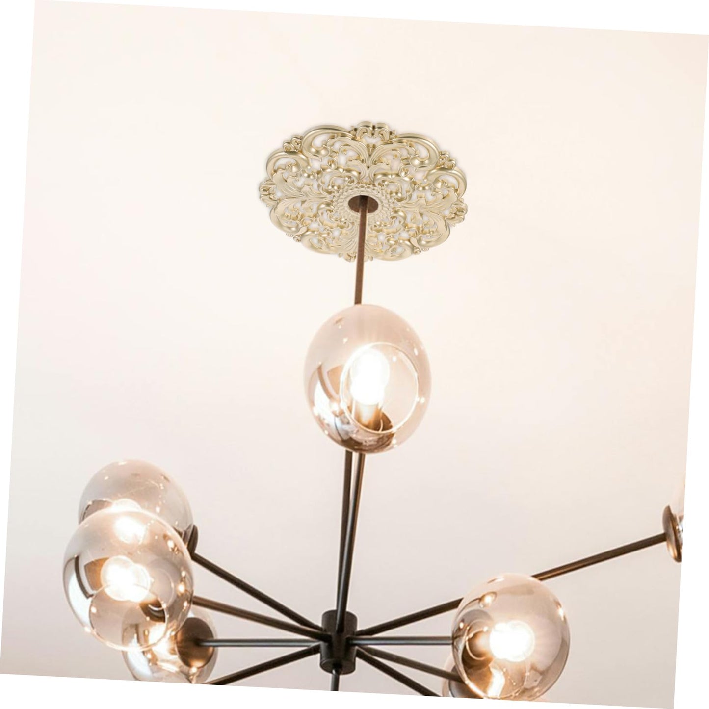GRIRIW Living Room Chandelier Ceiling Lamp Flower Ceiling Light Plastic Carving Decorative Medallion European Style Light Decoration Medallion